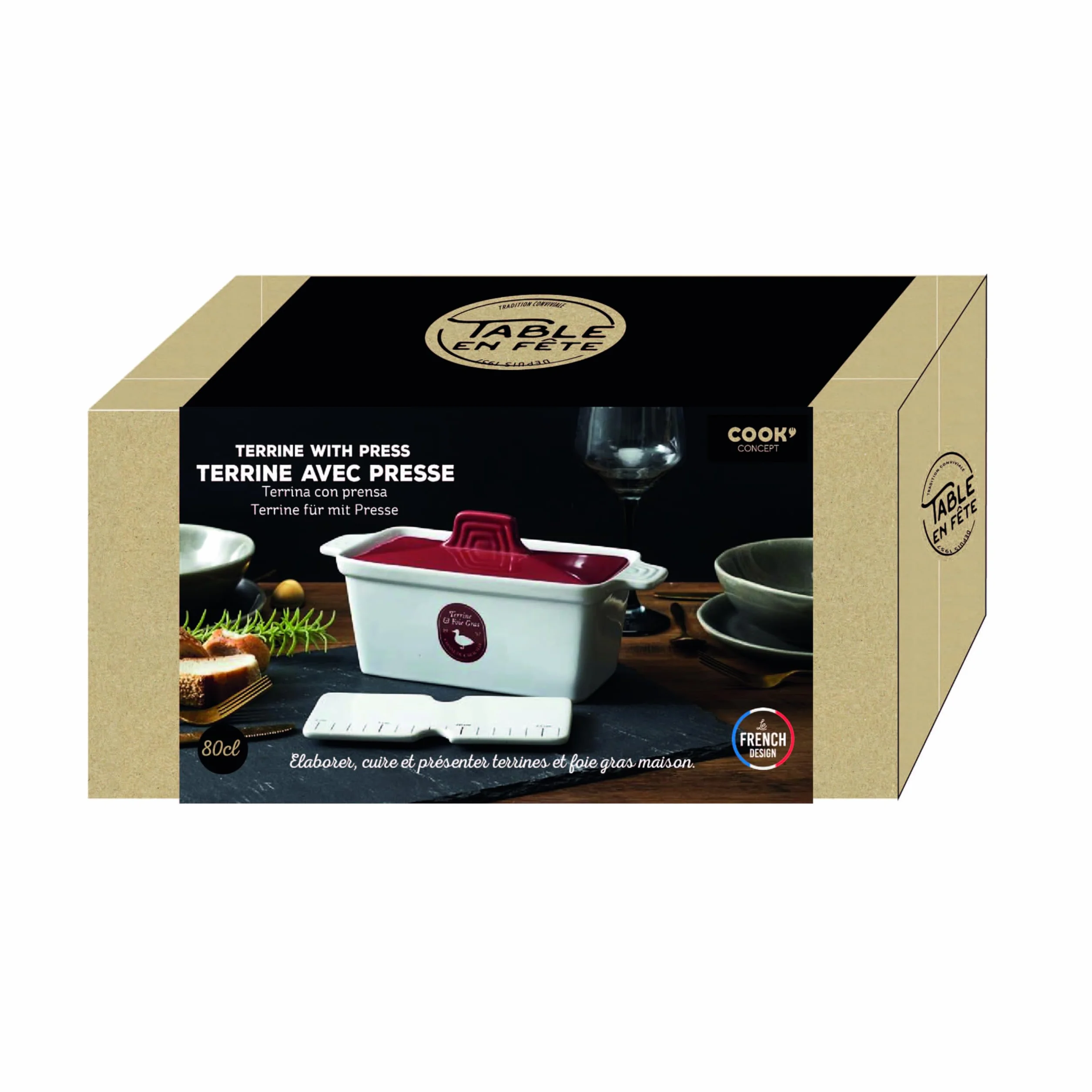 Vaschetta per foie gras in ceramica con pressa 25,5 x 11 x 27 cm Colori assortiti