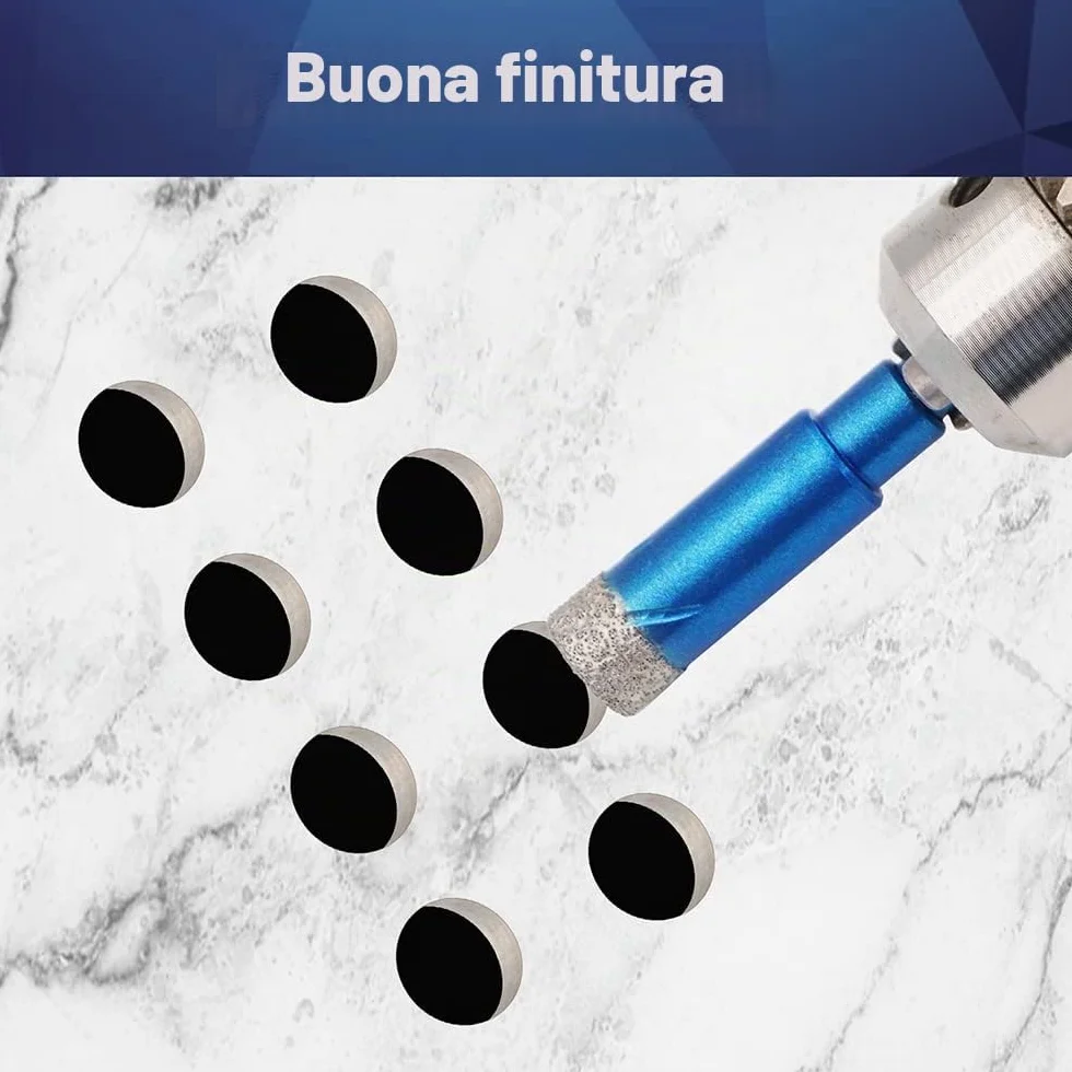 Set di 5 punte diamantate per piastrelle da 6 mm – taglio diamantato – sega a tazza per ceramica, granito, porcellana, piastrelle, gres porcellanato, muratura, marmo, muratura.