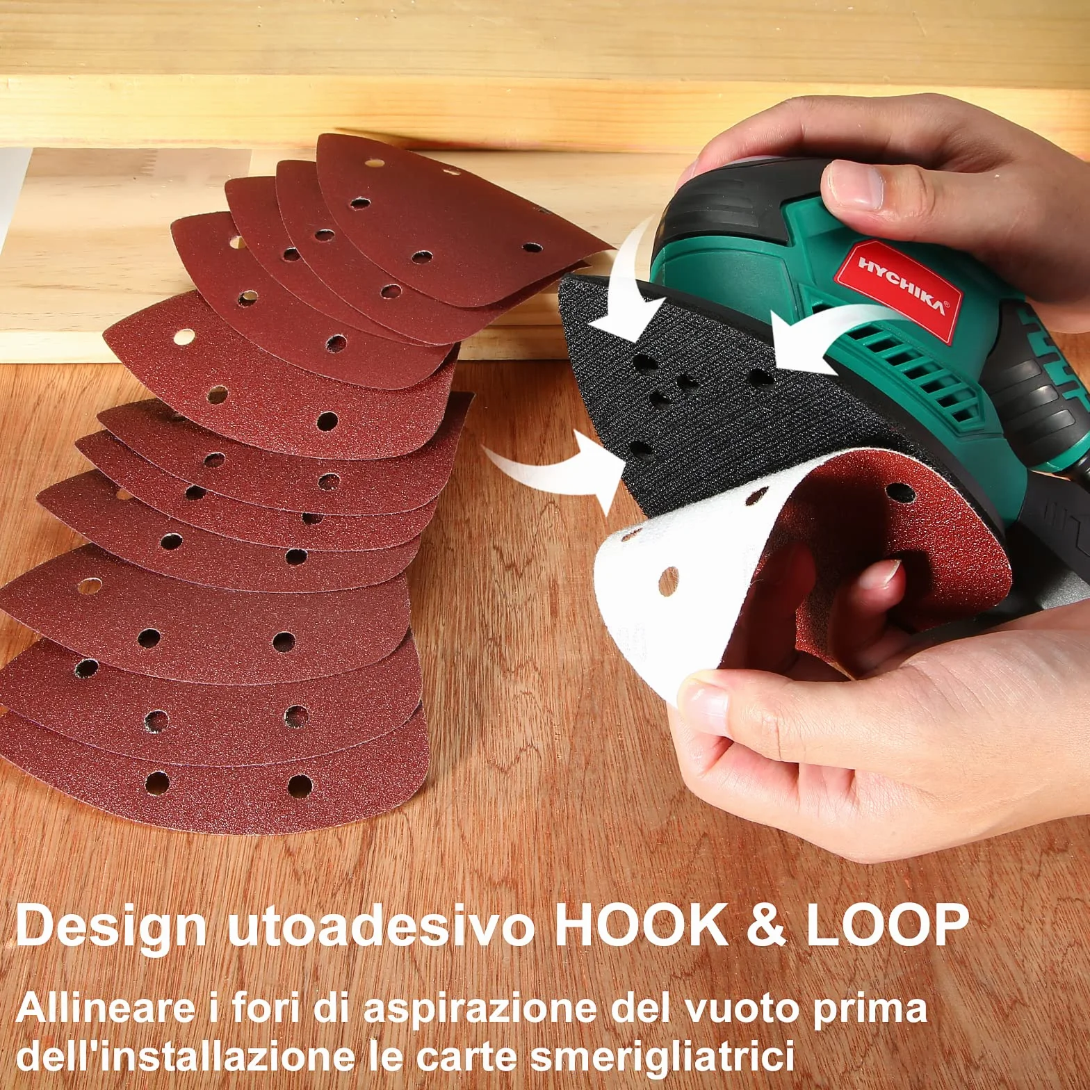 HYCHIKA Levigatrice Mouse 200W 14000RPM con Raccolta Polvere 12 Carte Abrasive per Legno Metallo