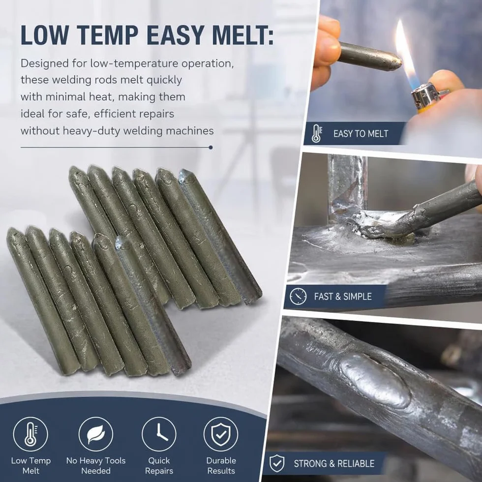 Low Temperature Universal Welding Rod, 2026 New Metal Universal Low Temperature Easy Melt Welding Rods, Lighter Welding Rod,Easy Welding Rods for Metal Welding,Aluminum Welding Rods (6 pcs)