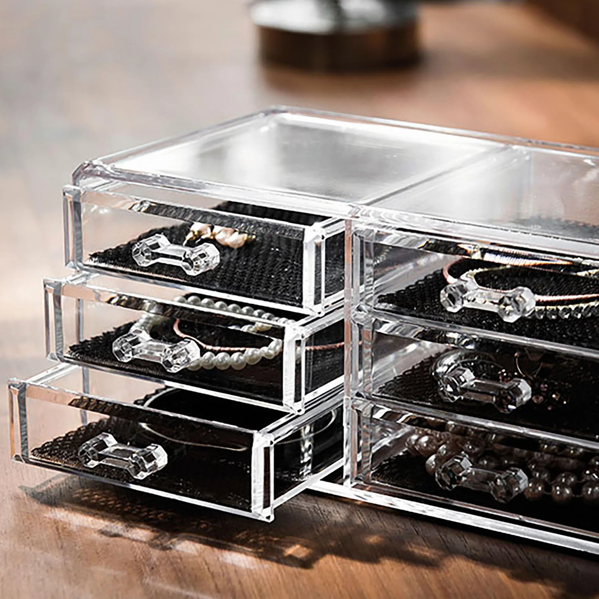 Compactor Bijoux Organizer 6 Cassetti, Polistirene Trasparente, 23.8 x 15 x H. 11 cm