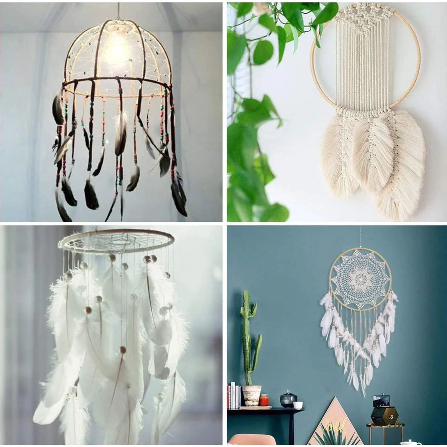 Anelli Floreali Corona Bambù Dream Catcher Cerchio Rotondo Legno Macramé Fai Da Te 3 Dimensioni 10/12/15 cm