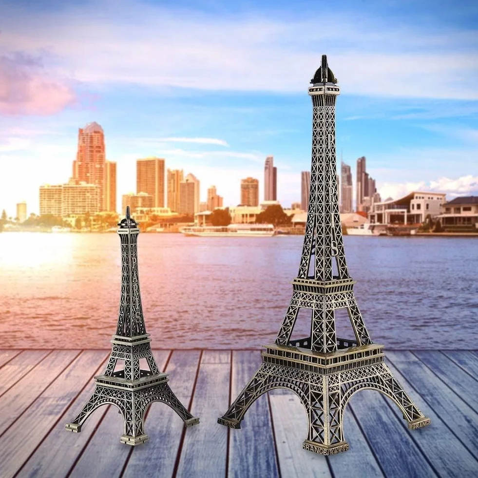 Cyrank Torre Eiffel Statua in Metallo Lega di Zinco Statuetta da Collezione Replica Francese Per Tavolo 15CM