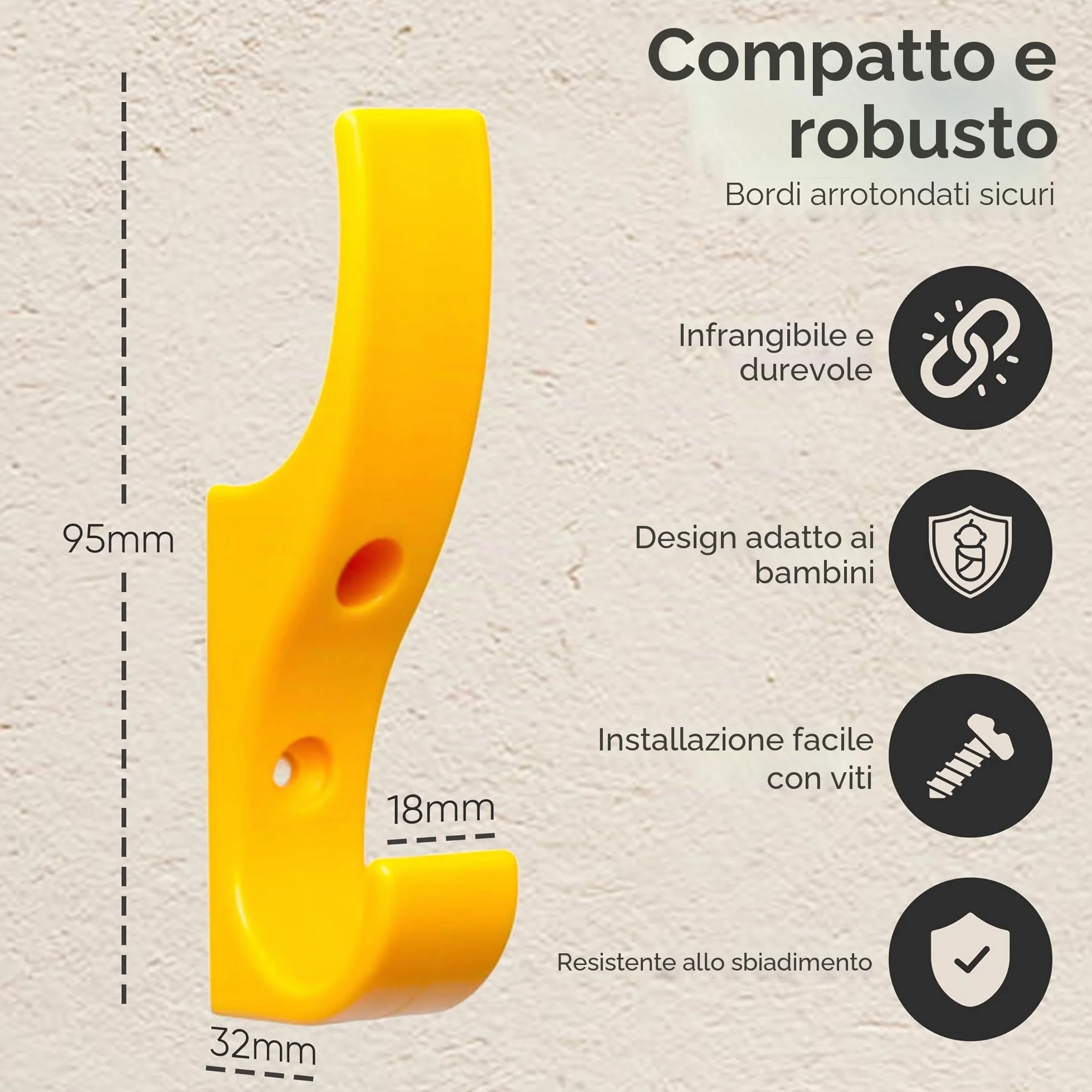Toughook Mini Ganci da Parete 5 Pezzi Assortiti per Appendere Borse Cappelli Cappotti