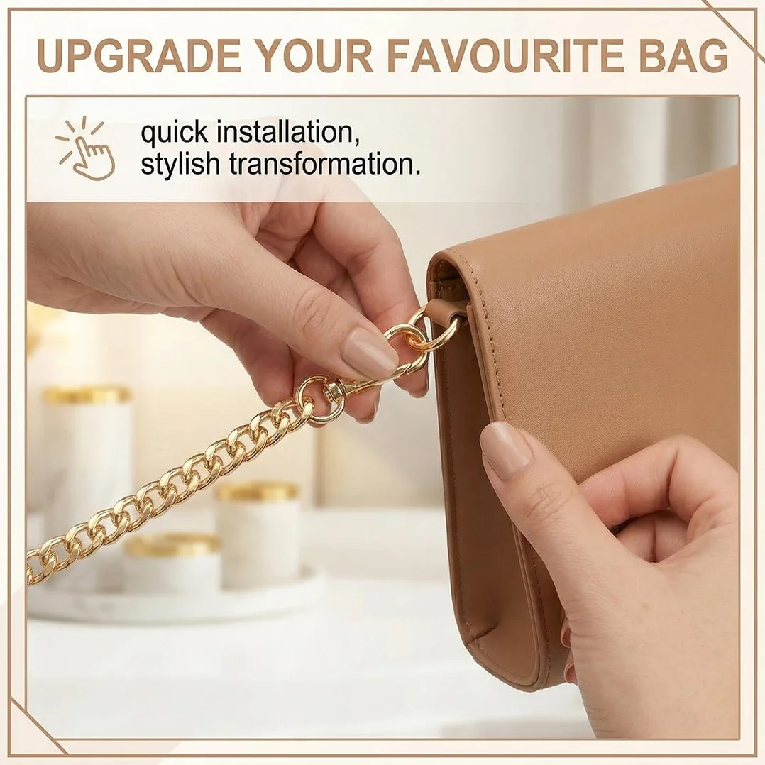 Set di 2 Catene Dorate per Borsa 120 cm, Tracolla in Metallo di Alta Qualità con Moschettoni Girevoli, per Borsa a Tracolla, Fai da Te e Accessori