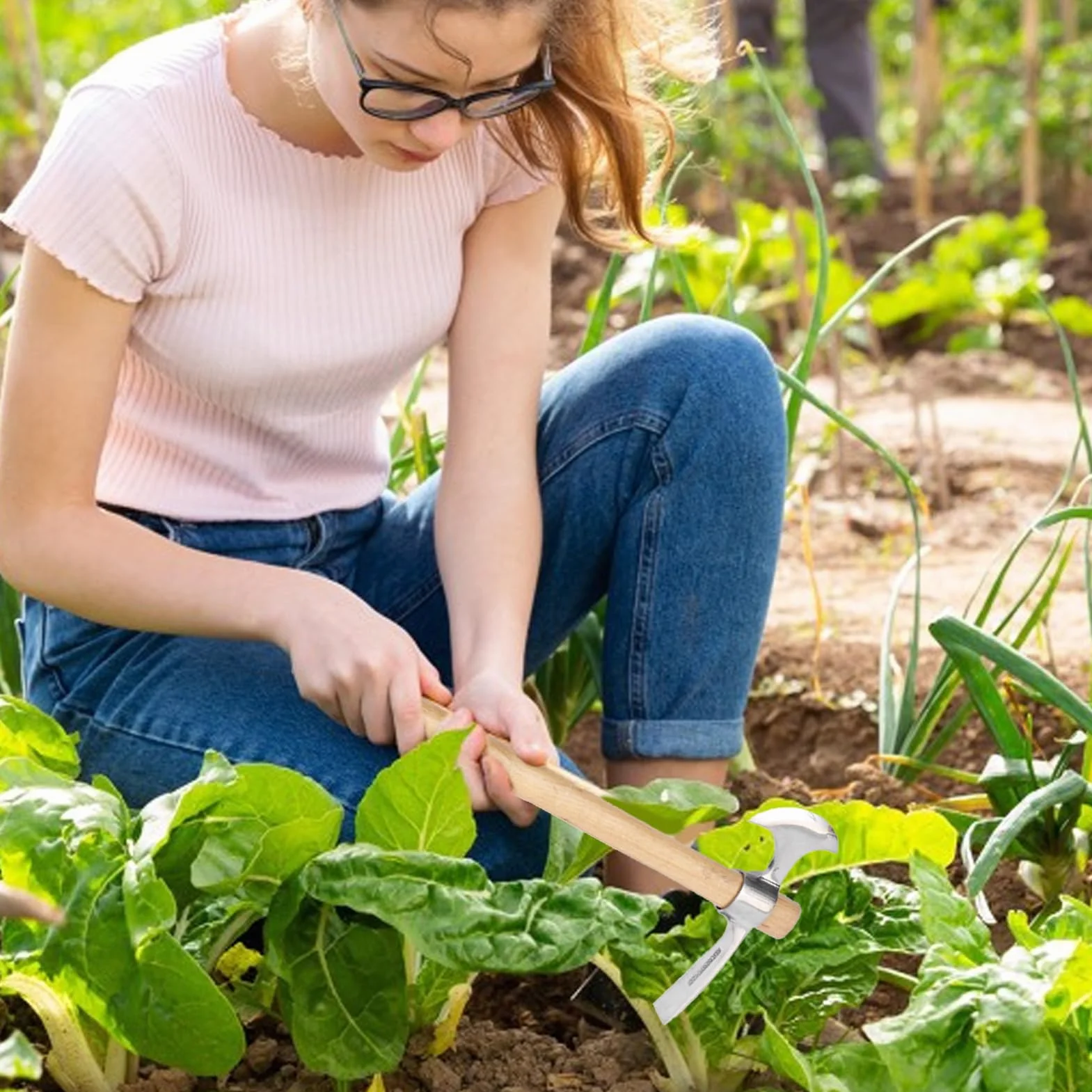 Zappa per scavare, piccone da giardino, piccone da giardino, con lama larga, strumento a mano efficiente, 41 cm