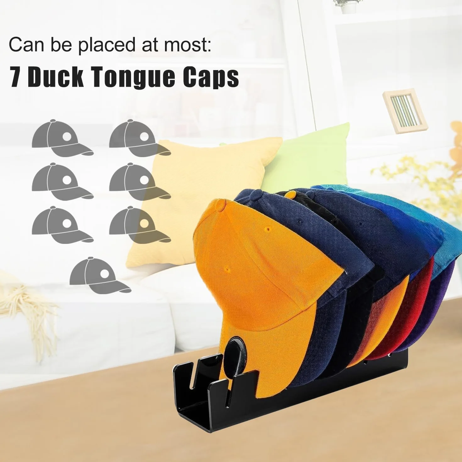 Porta Cappelli Portaoggetti - Espositore Cappelli, Appendi Cappelli, Organizzatore Baseball Cap, Cappelliera in Acrilico, Può Conservare 7 Cappelli, Neroi