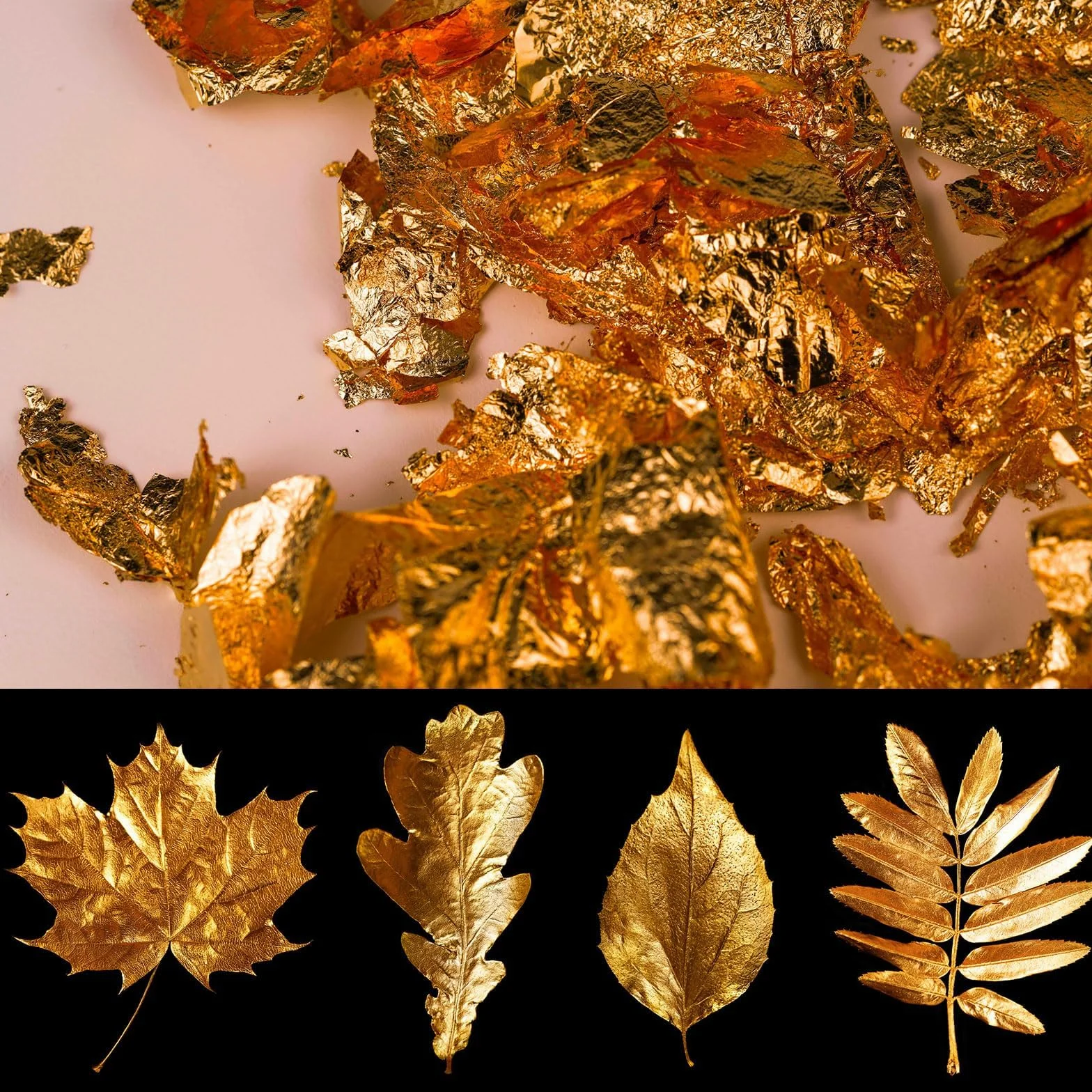 100 Fogli Foglia d'Oro d'Imitazione per Arte, Doratura Artigianale, Decorazione, 14 per 14 cm