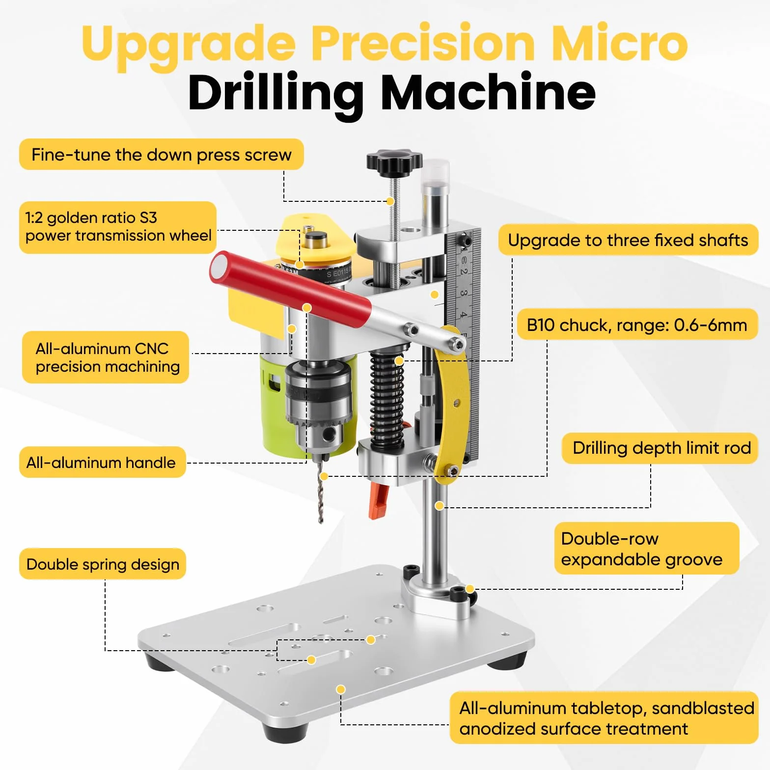 Trapano a terra, 4500 – 9000 Rpm in miniatura a 7 velocità, mini trapano da tavolo per fai da te, legno, metallo e plastica elettrica