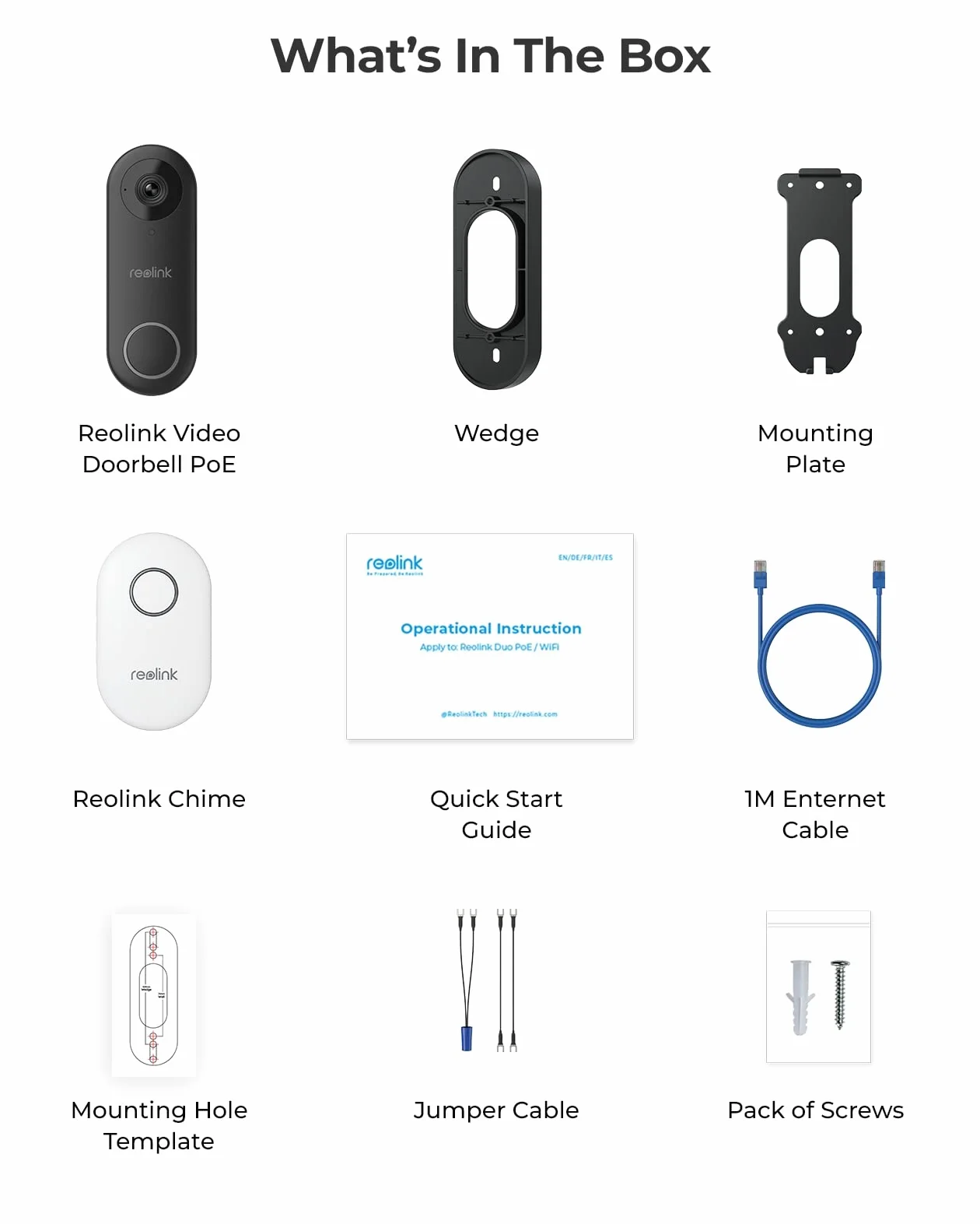 Reolink 5MP Videocitofono PoE con Chime, Vista 180°, Rilevamento Uomo, Audio Bidirezionale, Nero (Ricondizionato)