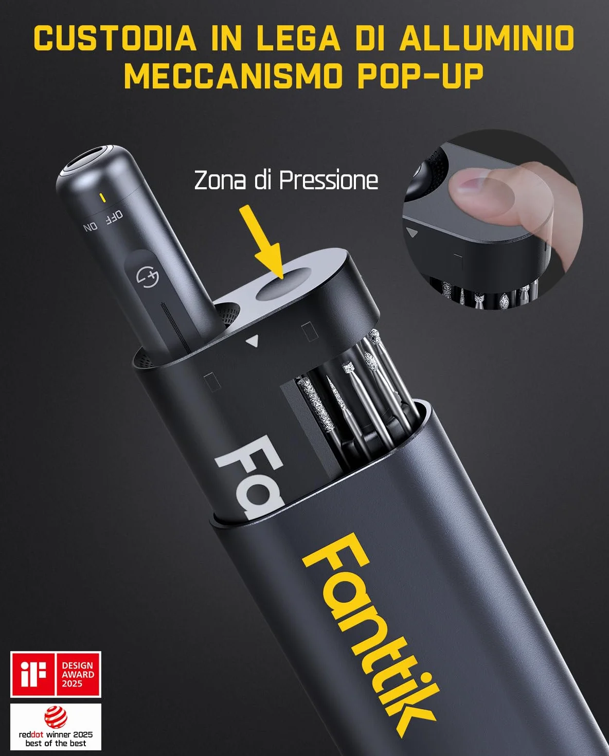 Fanttik F2 Master Mini Trapano Elettrico, Motore NeoPulse 25000 Giri/Min, 5 Velocità, 35 Accessori, Penna per Incisione