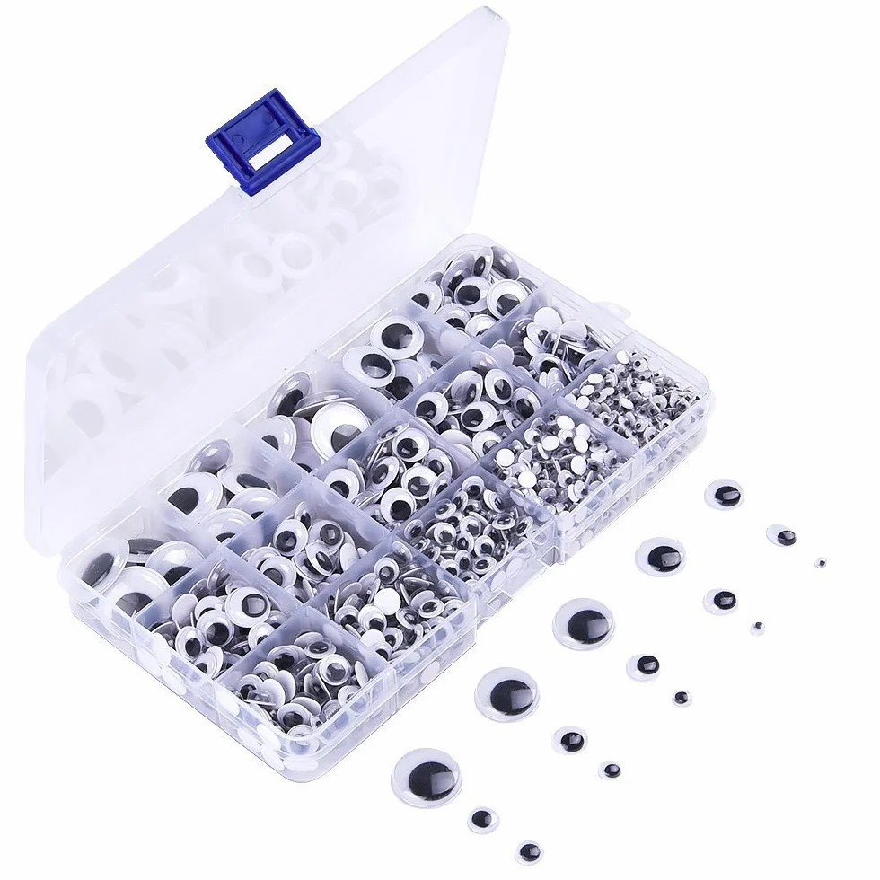 KUUQA 1220 Pezzi Occhi Autoadesivi Occhi in Plastic Wiggle Googly Occhi Accessori Giocattolo (Assortiti Taglie)