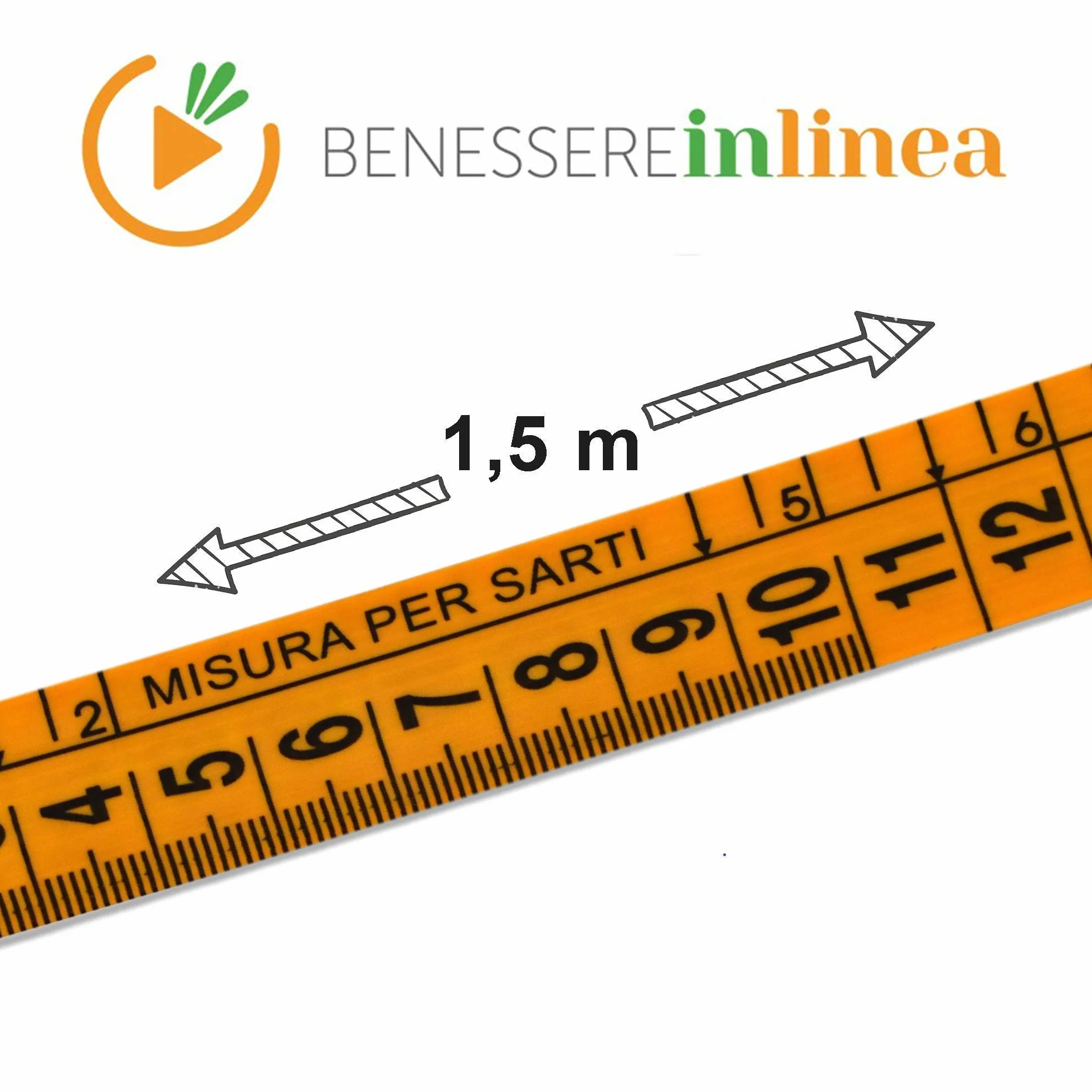 Metro da Sarto BENESSERE In Linea® Centimetro per misurazione corpo - Metro Sarta Morbido Arancio Con Pratica Custodia In Plastica - Metro a Nastro Professionale Avvolgibile Doppia Graduazione 1,5 Mt