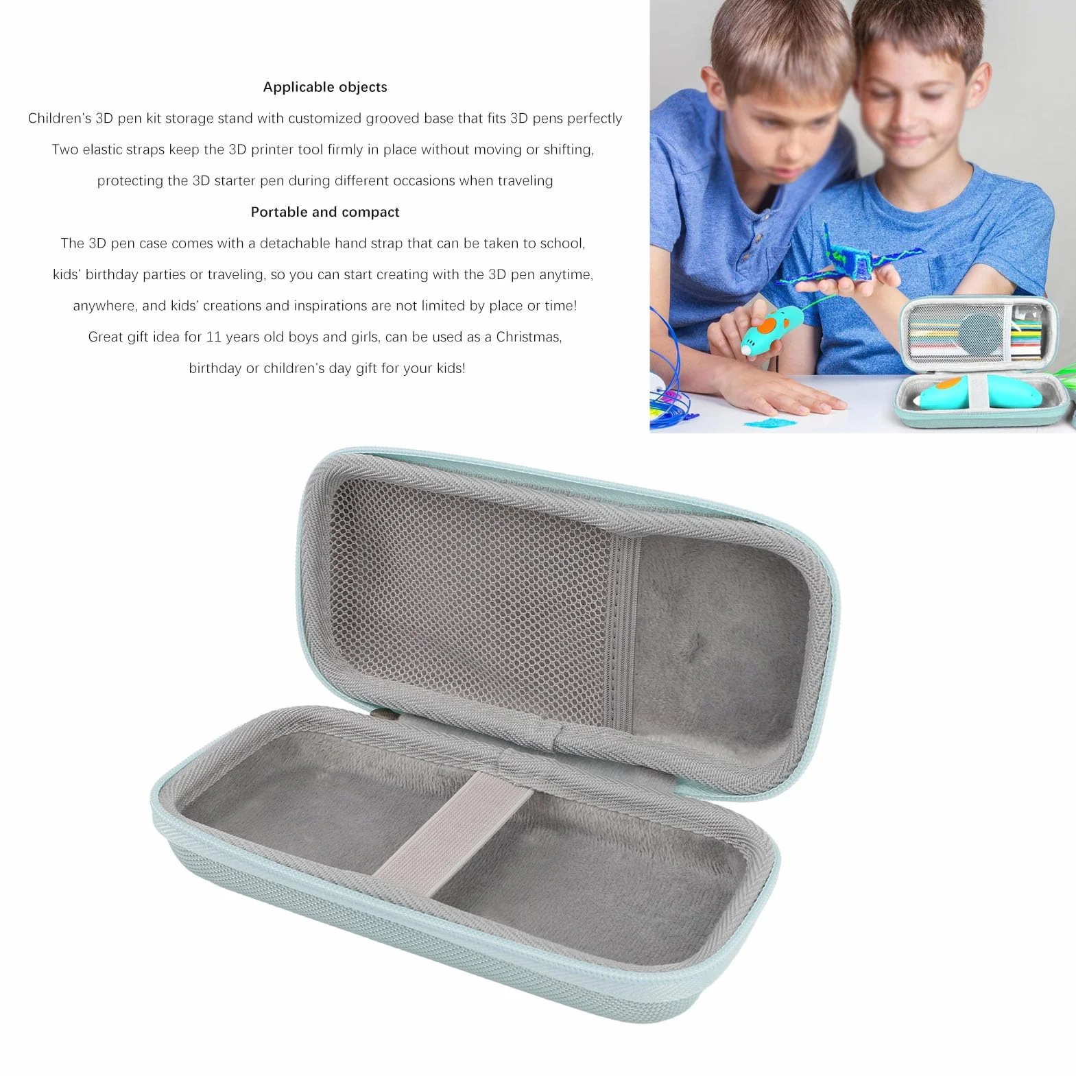 Custodia per Penna 3D, Custodia Protettiva per Ricarica di Filamento e Cavo USB, Custodia per Penne 3D per Bambini