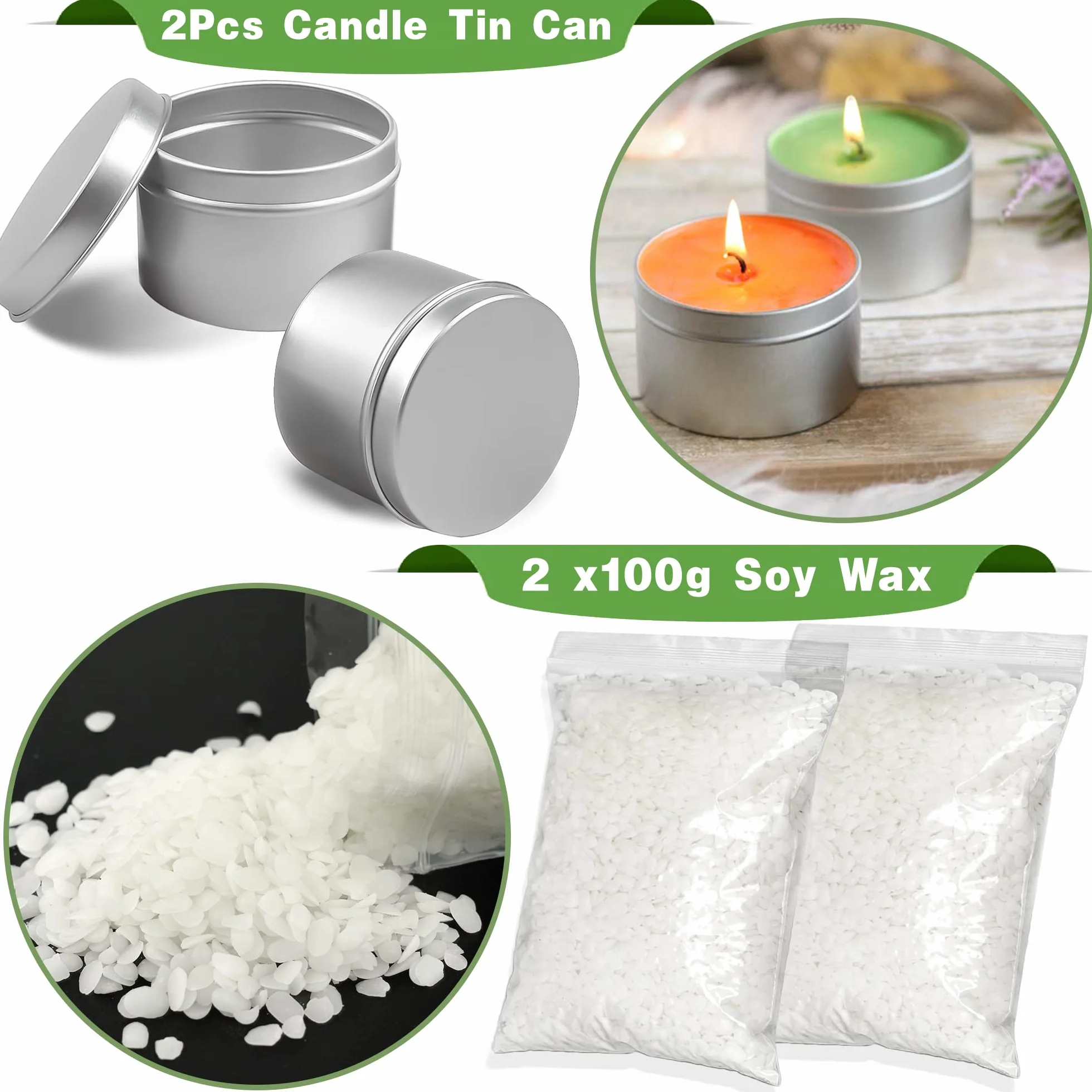JBEIY Kit Candele Fai Da Te, Kit per Fare Candele per Adulti Principianti, Kit per Candele, Fare Candele Set, Candele Kit con Cera Soia, Stoppini, Adesivi per Stoppini