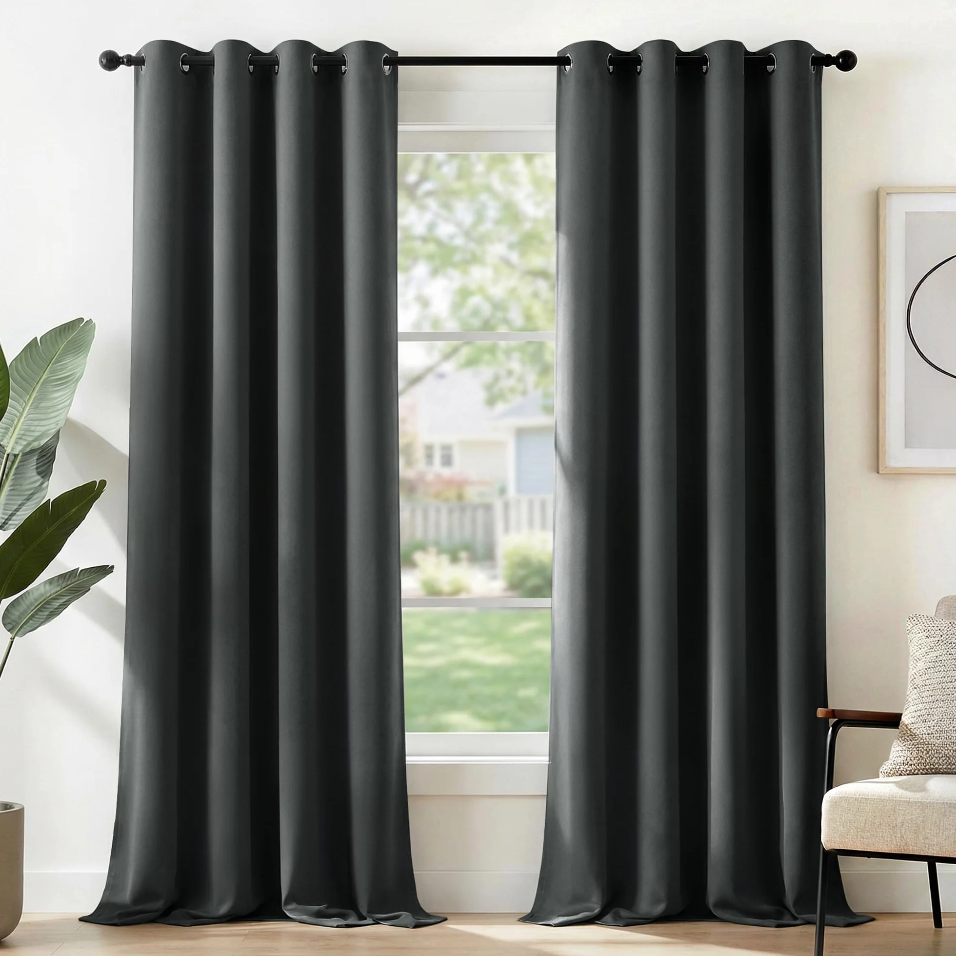 Deconovo Tende Oscuranti per Interni 2 Pezzi 240 CM Altezza, Termiche Isolanti, Anti-Rumore, con Anelli, Ideali per Camera da Letto e Soggiorno, 135x240 CM, Grigio Scuro