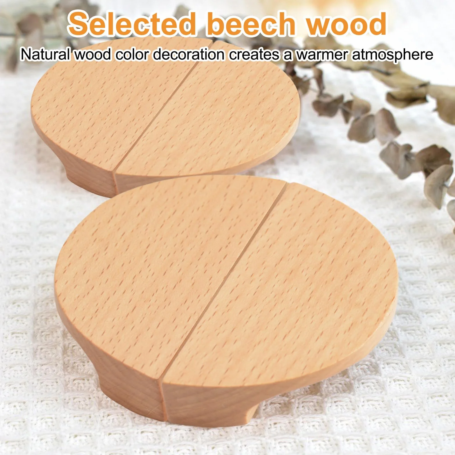 MOROBOR 12 maniglie per cassetti a forma di mezzaluna in legno di faggio semirotondo per armadietto, cassetto, hardware, maniglia a doppio foro per cassetti