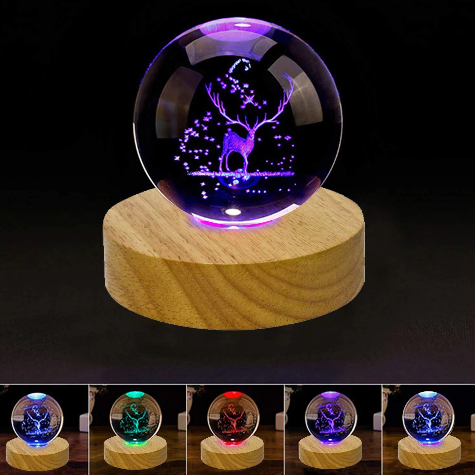 CDIYTOOL Base in Legno a LED, 2 Pezzi di Base Rotonda a LED per Display da Tavolo, Decorazione alimentata da USB, per Gioielli in Vetro, Resina, Vaso Artistico in Acrilico