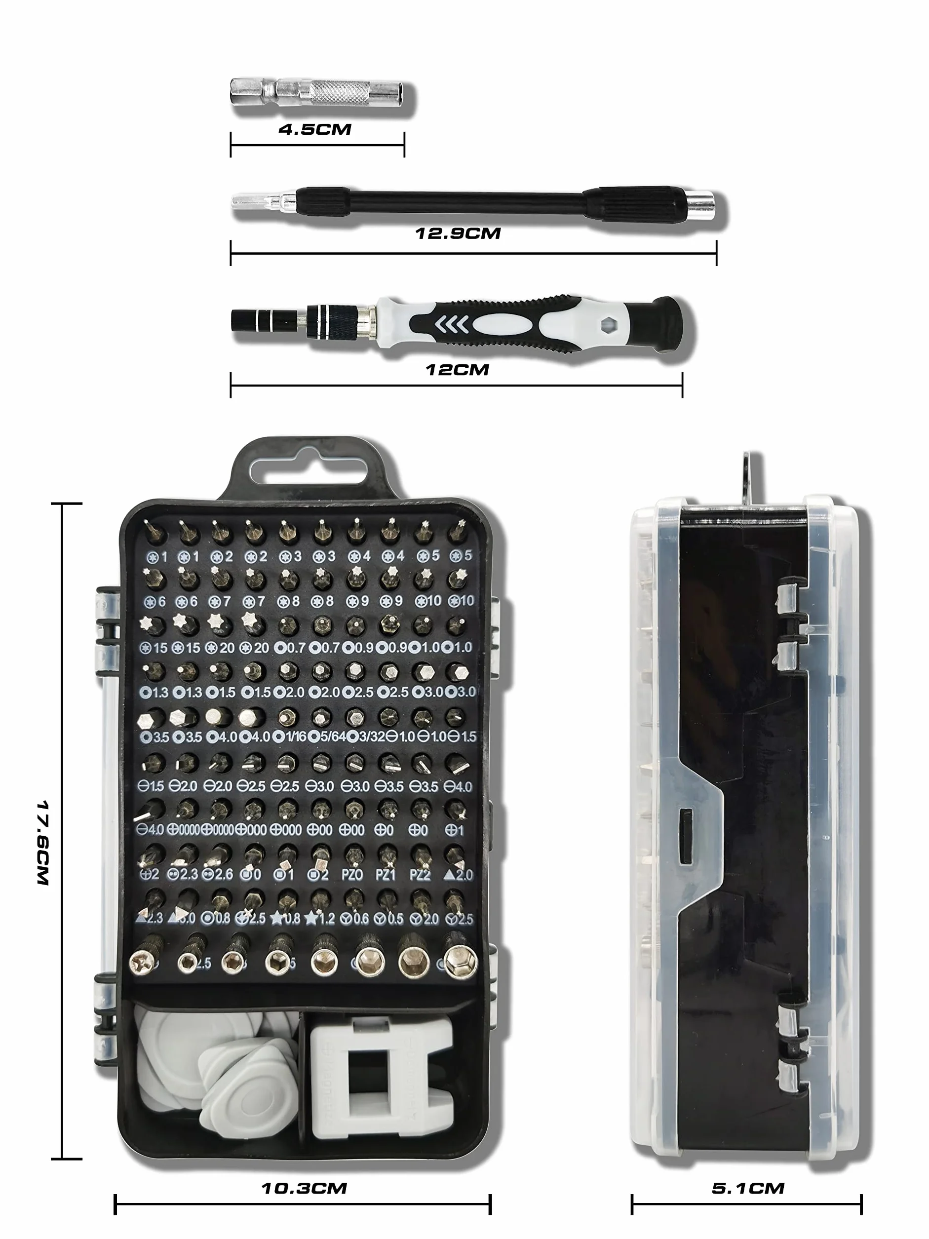 115 in 1 Cacciaviti Precisione Set, Professionali Mini Magnetici kit di Riparazione con Torx Bits, per PC, iphone, Laptop, Occhiali, Orologio, Switch, PS4, PS5, Xbox, Elettronica