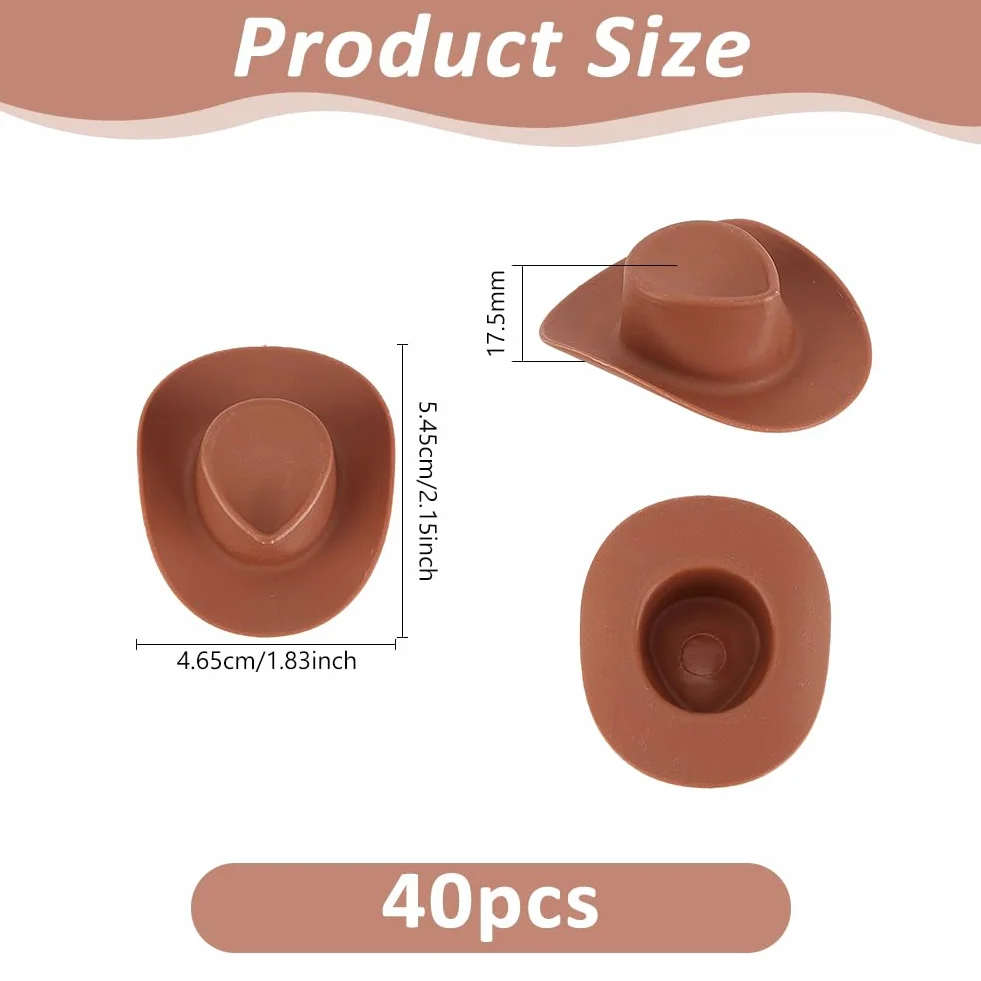 DICOSMETIC Mini cappello da cowboy occidentale, in plastica, marrone, in miniatura, per decorare la casa delle bambole, accessorio per feste