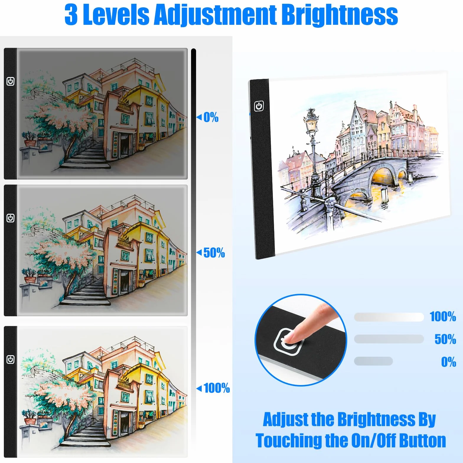 VFANDV Tavoletta Luminosa A4, Lavagna Luminosa per Disegnare con Cavo USB LED Light Pad con Luminosità Regolabile per Animazione Schizzi Progettazione Disegno Pittura a Diamante 5D