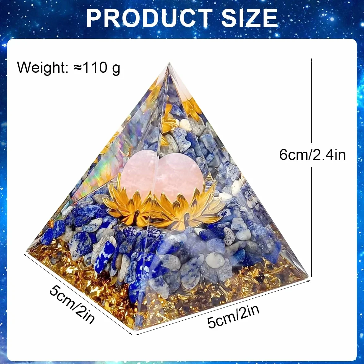 Piramide di Orgonite Ametista Cristallo per Meditazione Guarigione Chakra Yoga