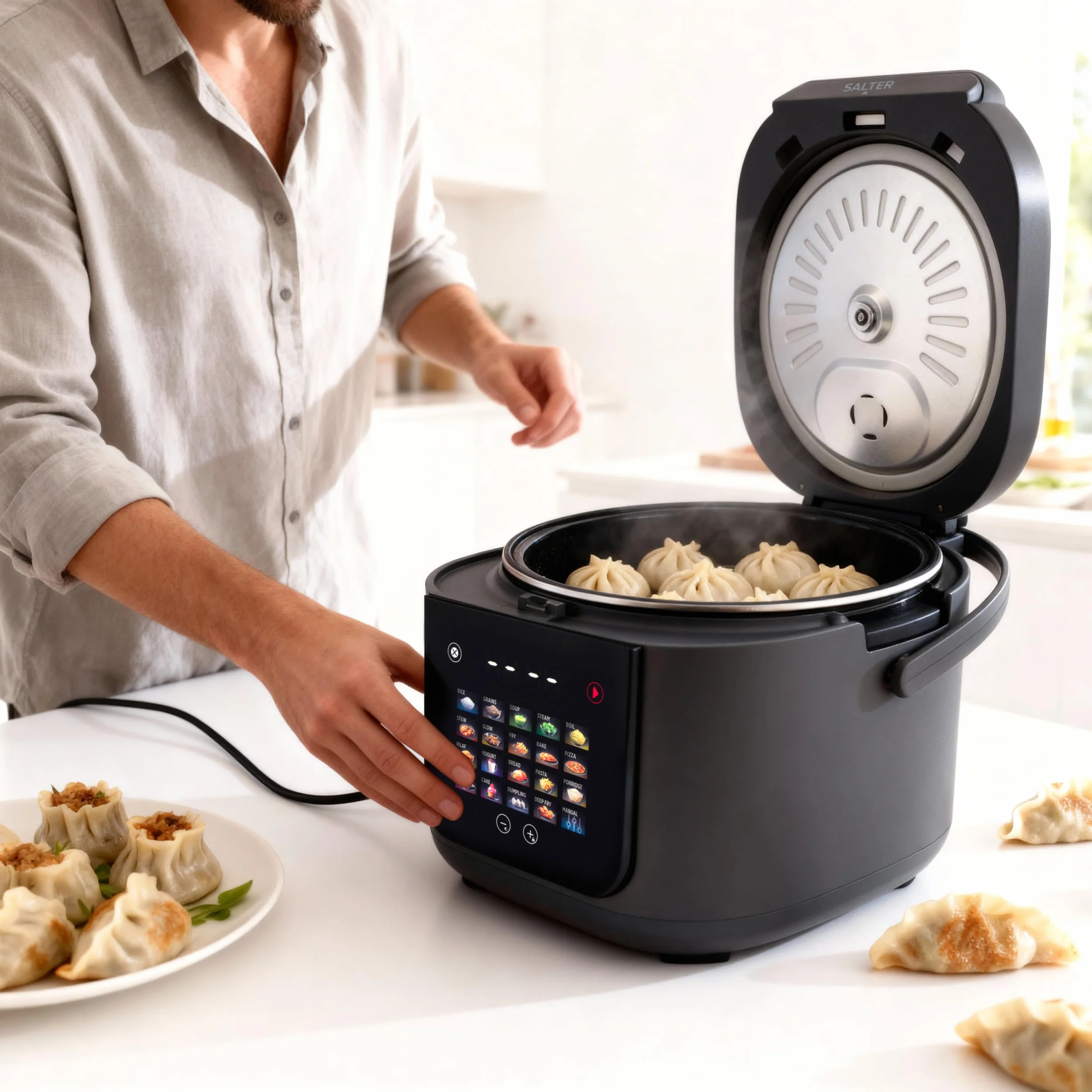 Salter Multicooker 5 Litri - 20 Programmi Preimpostati e Mantieni Caldo per 12 Ore, Rivestimento Antiaderente Senza PFAS, Coperchio Interno Rimovibile e Valvola di Vapore, 860W