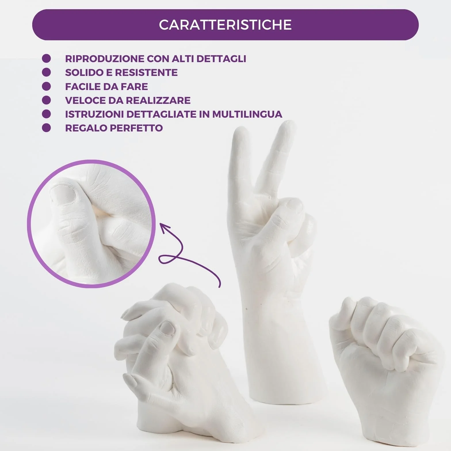 BWAY Calco Mani Coppia - Regali Natale Originali - Calco Mani con Gesso per Stampi e Alginato - Idee Regalo per Coppie, Fidanzati e Famiglie - Regalo per San Valentino e Anniversari
