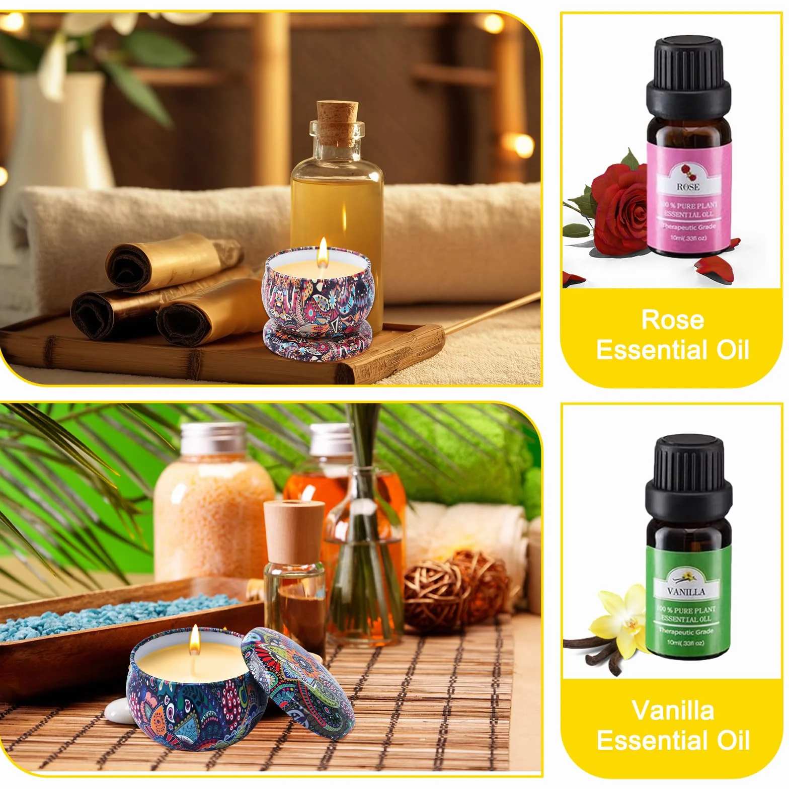 UCAMP Kit per Realizzare Candele,Kit per Candele Fai da Te per Fabbricazione Candele Profumate per Principianti Candele Kit,tra 10 Cui Lattine per Candele,Stoppini,Pentola