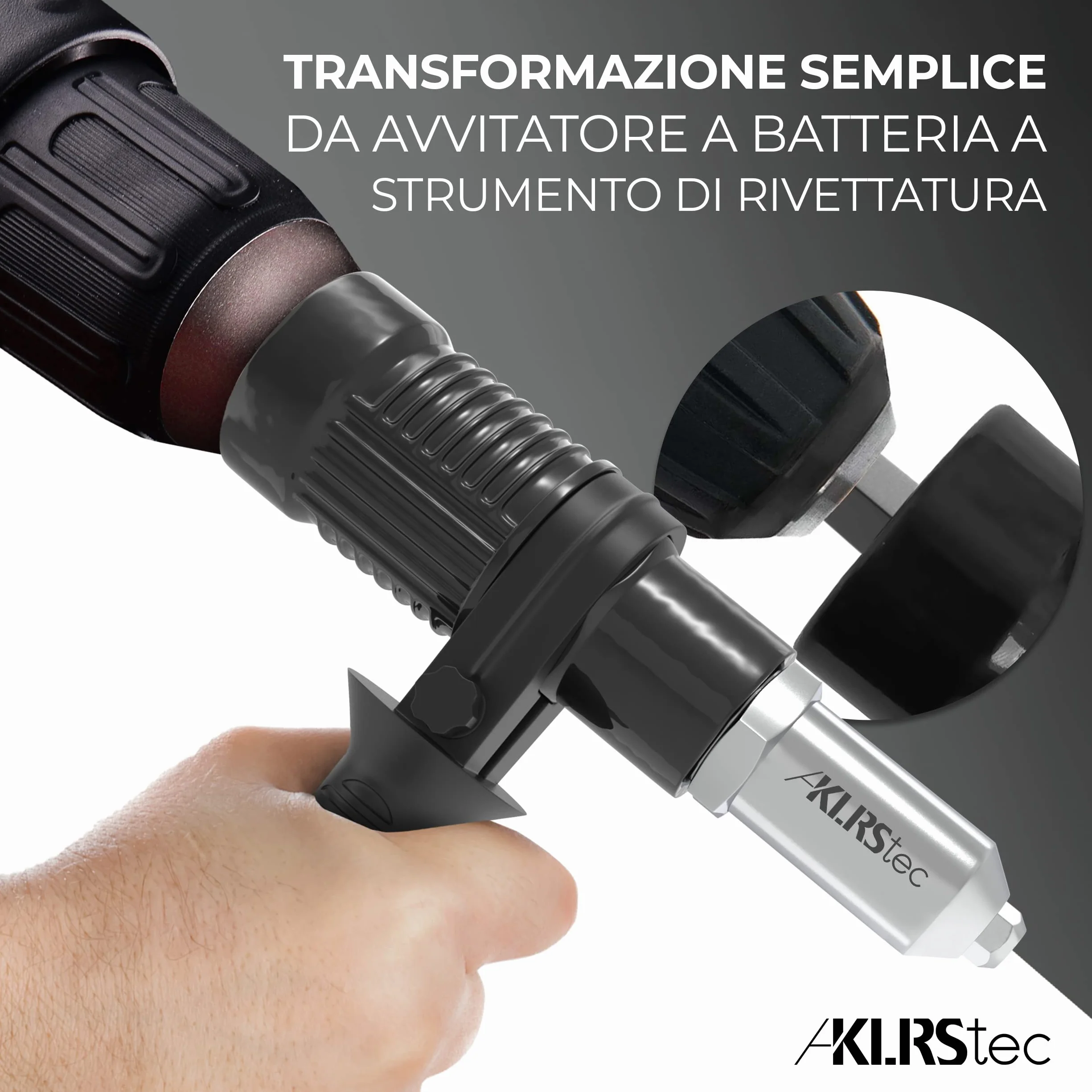 KLRStec® Adattatore per rivetti ciechi per pinze di rivettatura - Accessorio per avvitatori e trapani a batteria