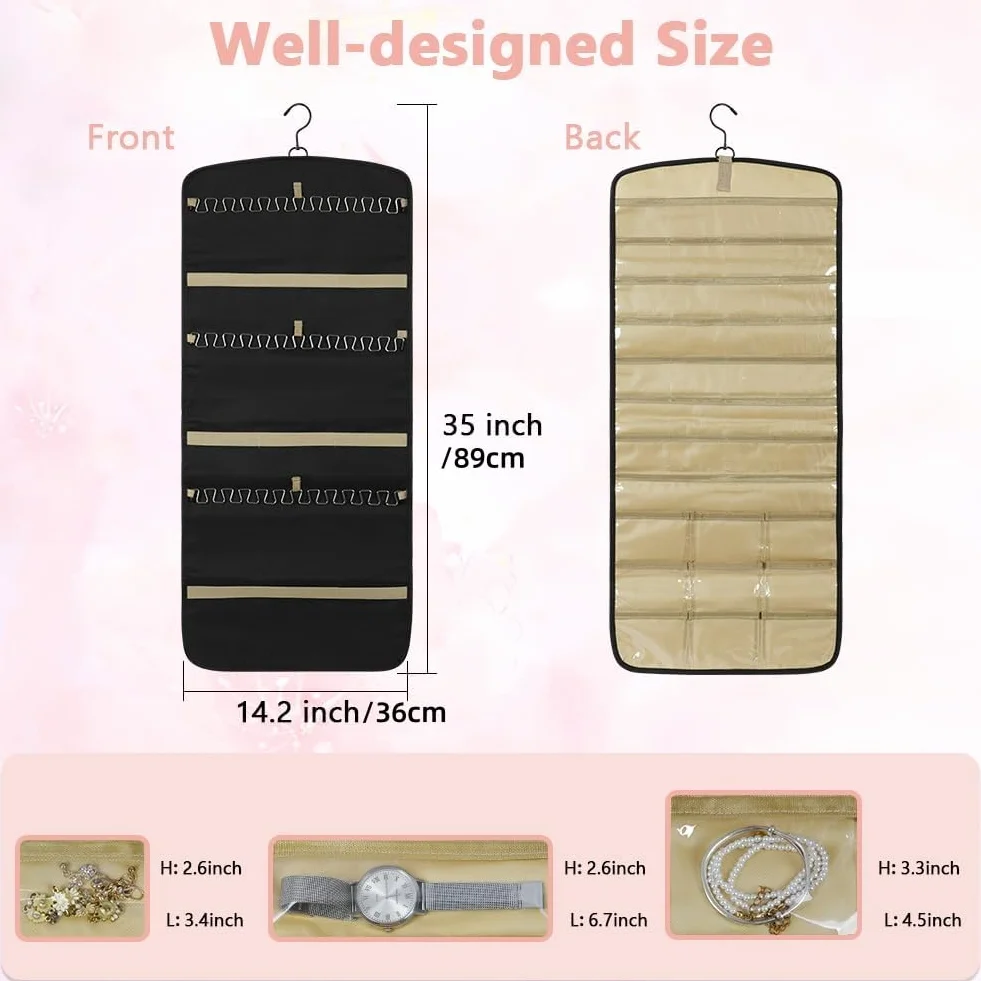 Aucuu Hanging Jewelry Organizer per Armadio 39 Tasche 3 Ganci a Forma di Onda