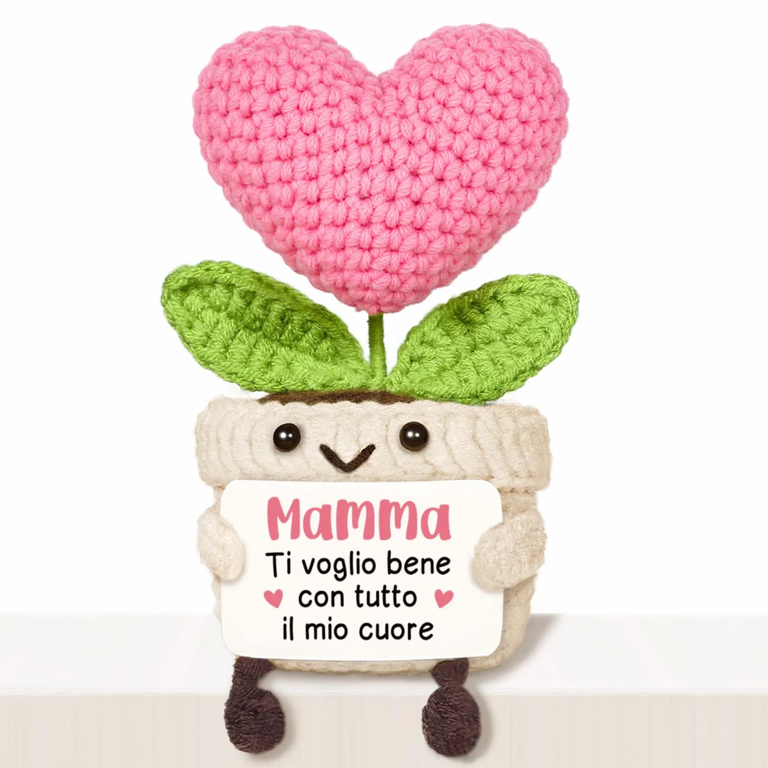 Regalo Mamma Compleanno Cuore Fiore all’Uncinetto Supporto Emotivo Idee Regali Mammina Natale