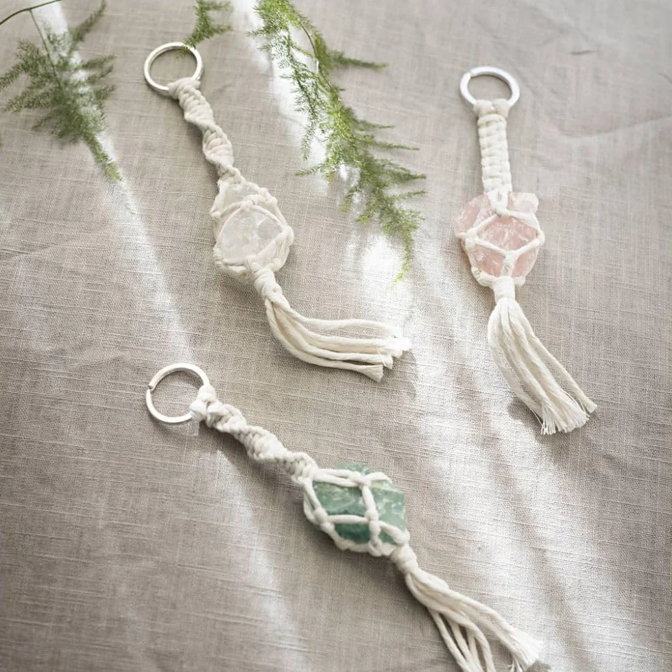 Mini Craft Kit Macramé, dusty rose, matt transparent, light natural, dusty green, 1 pack