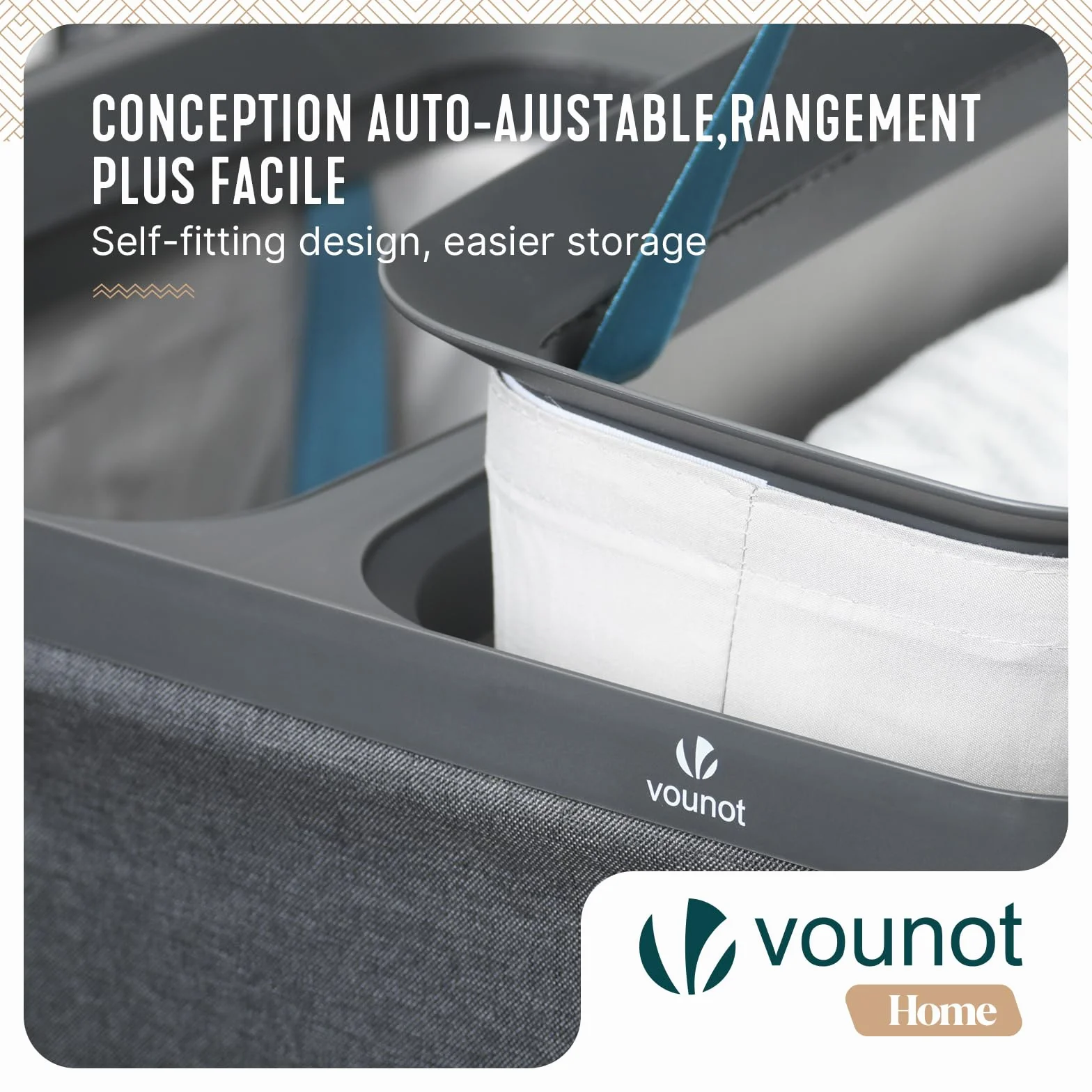 VOUNOT® Cesto Portabiancheria 170L Rettangolare a 3 Scomparti con Coperchio, Cesto Biancheria Grande Capacità con 3 Sacchi Rimovibili Autoportante e Manici, per Bagno, Camera e Lavanderia, Antracite