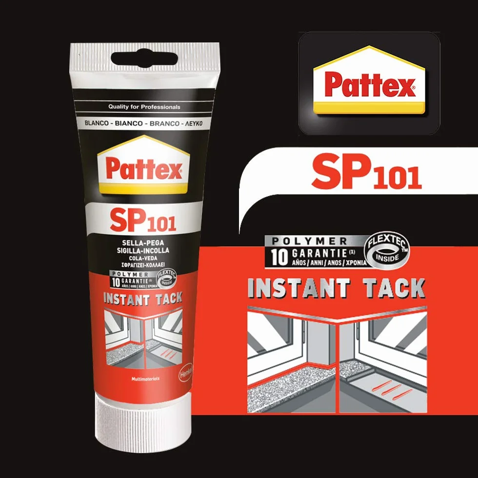 Pattex SP 101 Instant Tack Adesivo sigillante, Adesivo universale multimateriale che non cola, Sigillante universale applicabile sul bagnato, bianco, 1x80ml tubo