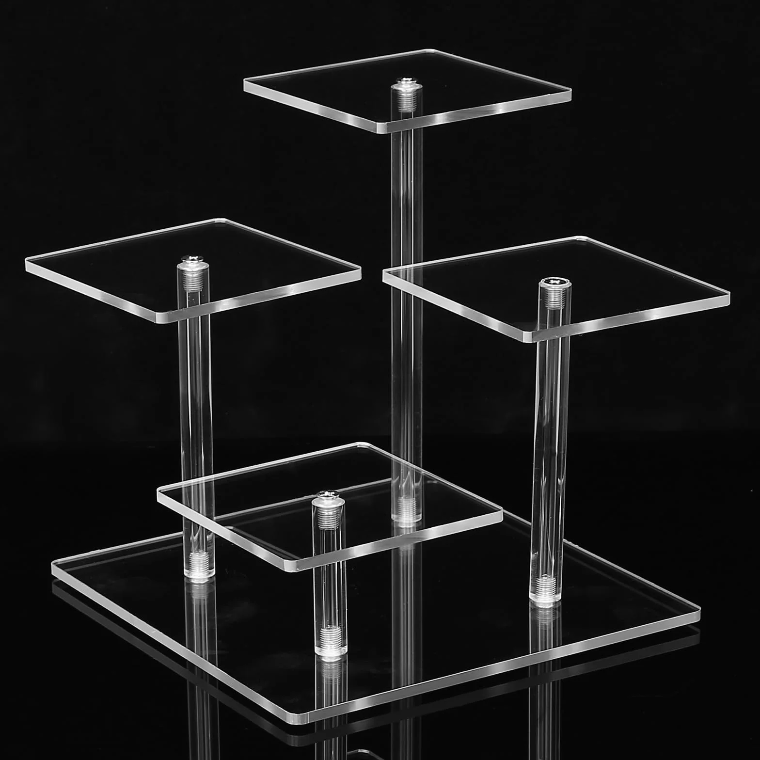 Espositore Acrilico Trasparente Alzate, 3 Livelli/4 Piastre Rialzato Espositori Trasparente per gioielli, dessert, cupcake, cosmetici, figure, collezioni, profumi