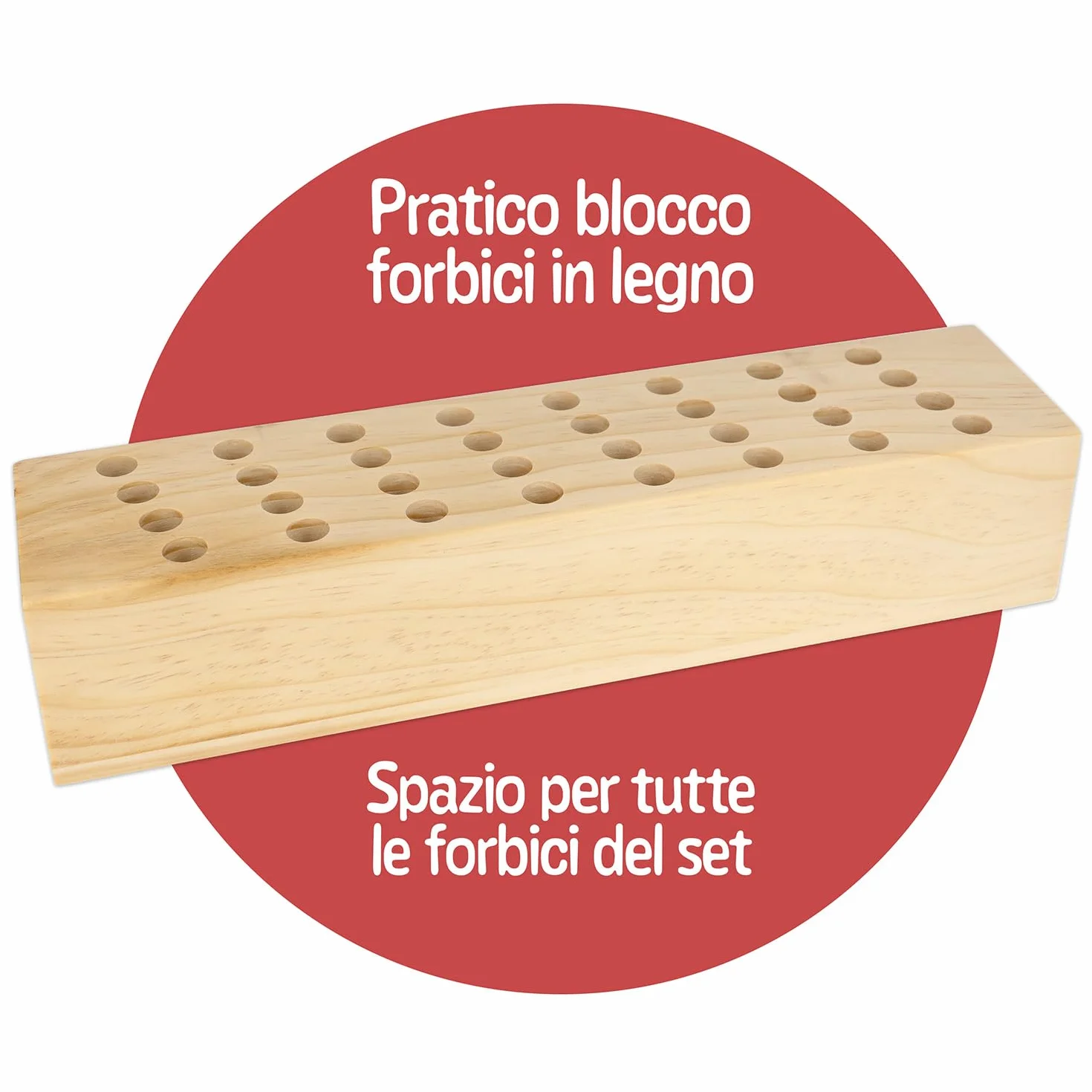 Westcott Forbici per bambini 32 pezzi in blocco di legno | Forbici con scala integrata da 5 cm | Forbici da bricolage 13 cm (5") ideali per le mani dei bambini | Punta arrotondata | 112TidyC 00