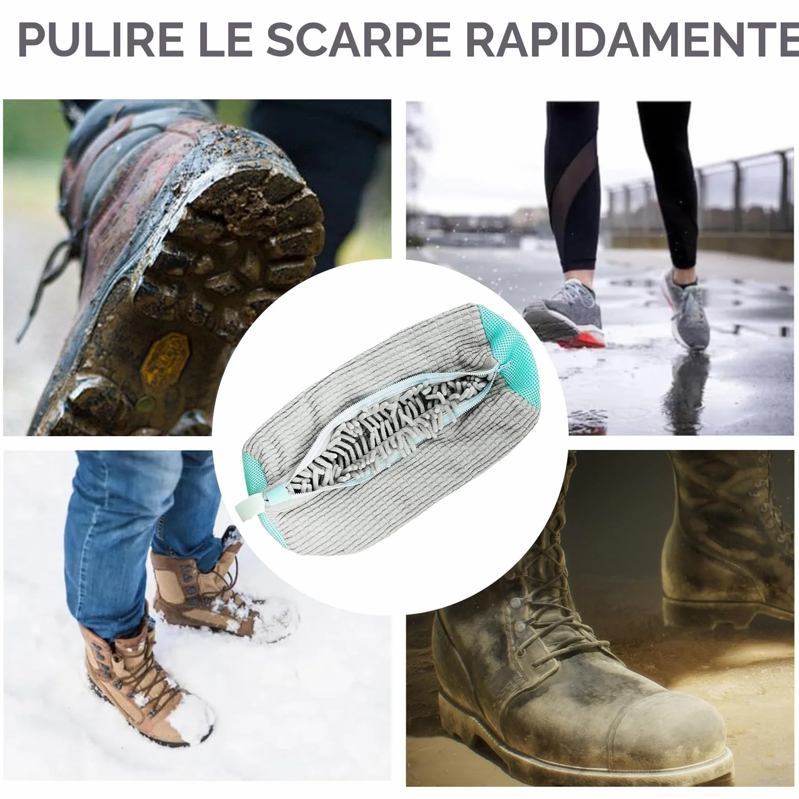 sacca per lavare le scarpe in lavatrice,sacca lavaggio scarpe lavatrice,sacco per lavare scarpe in lavatrice,sacchetto scarpe lavatrice - Grigio 2 Pezzi