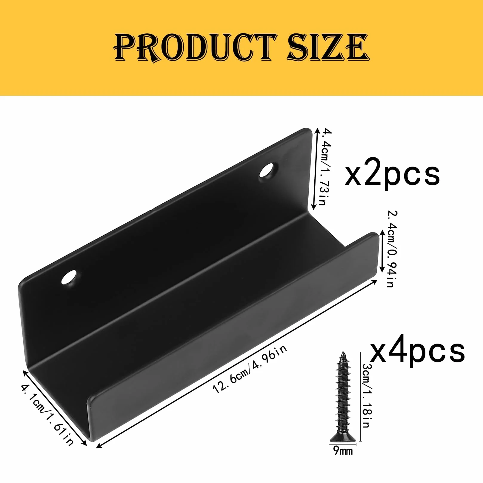 Ganci Pesanti, 2 pezzi Staffe a U, Ganci da Muro, Staffe di 125mm per piastrelle di ceramica, Supporti per attrezzi da parete in metallo per cucina, bagno, garage