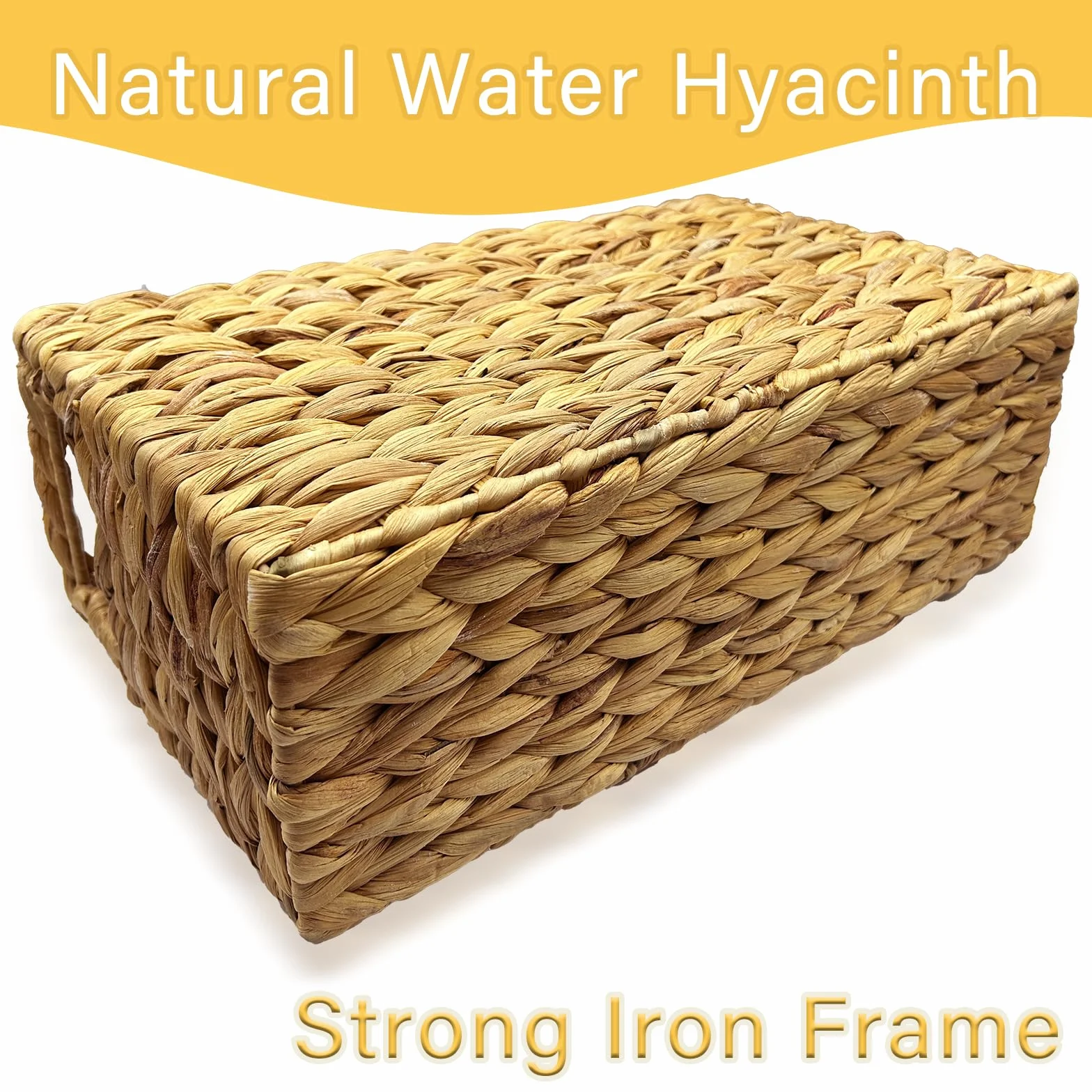 Nexboraque Portariviste intrecciato a mano, cestino in giacinto d'acqua naturale, cestino stretto 39,5 x 14,5 x 24 cm, cestino in vimini per riporre oggetti, bagno, ufficio, scrivania