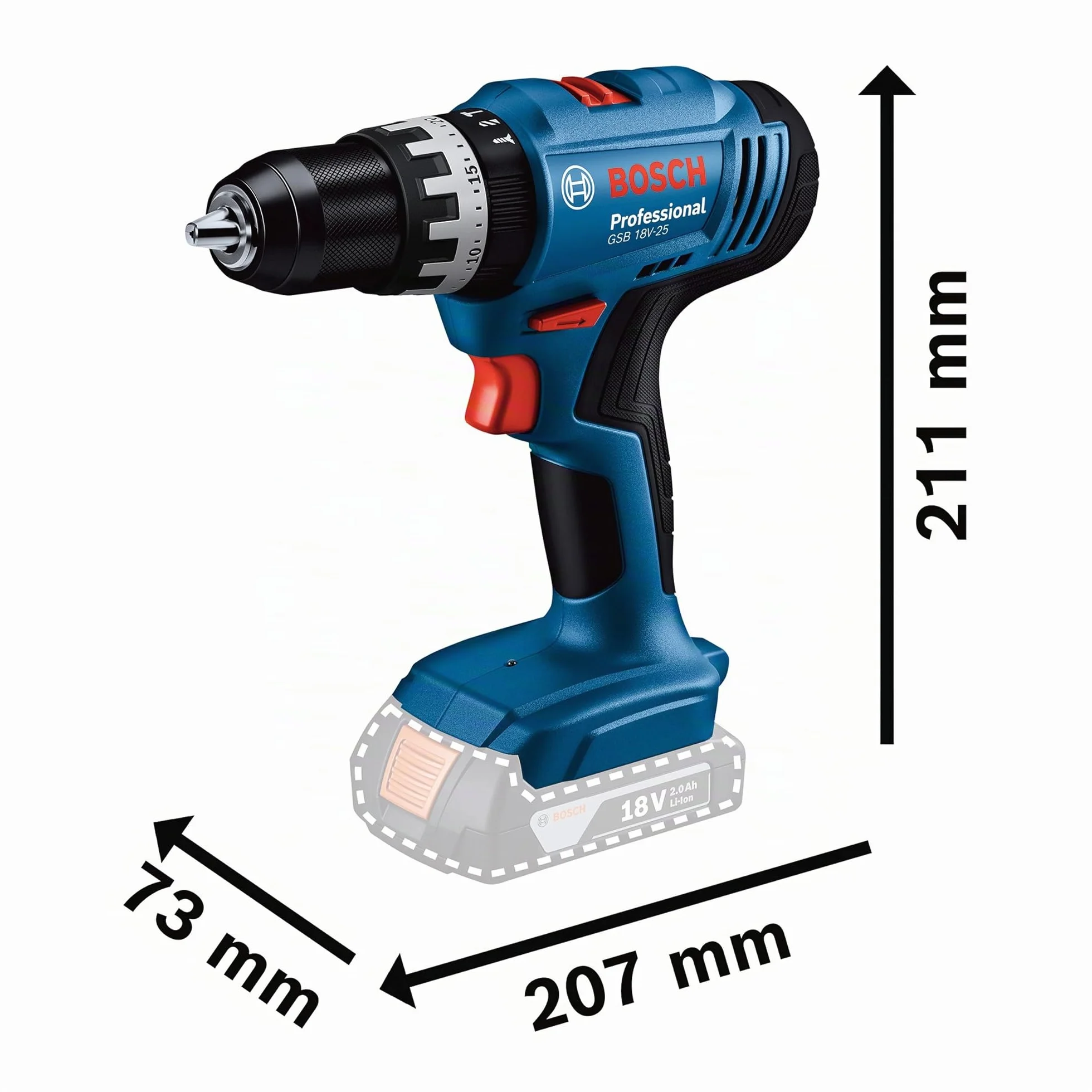 Bosch Professional 18V System Trapano-avvitatore con percussione a batteria GSB 18V-25 (Ø vite max. 10 mm)