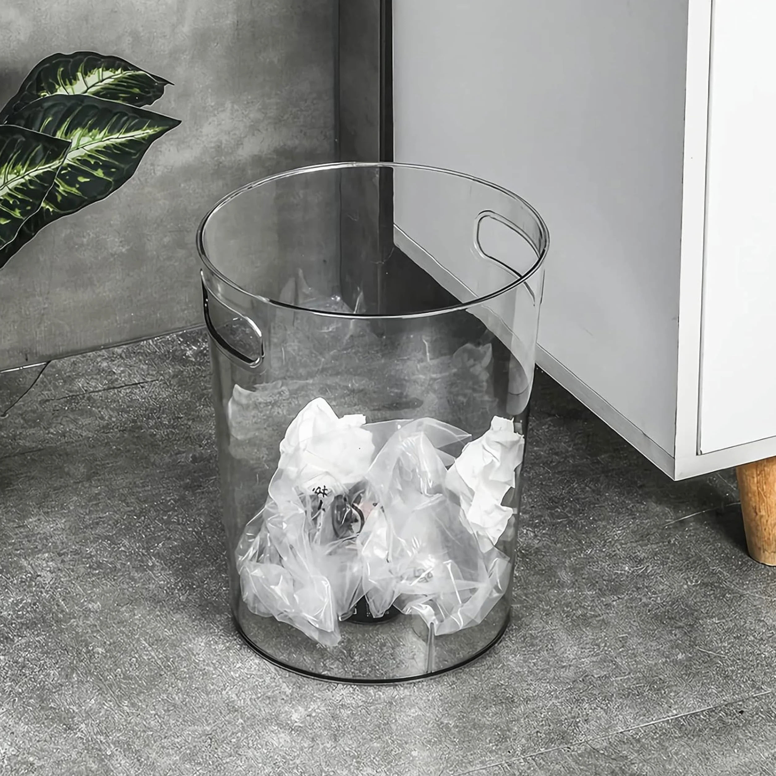 IPEA Cestino per la Carta in Plastica Trasparente - 22 X 19 cm - Design Minimal ed Elegante - Cestino Getta Carta Riciclaggio per Ufficio, Casa, Camera - Cesto Spazzatura per Scrivania, Tavolo