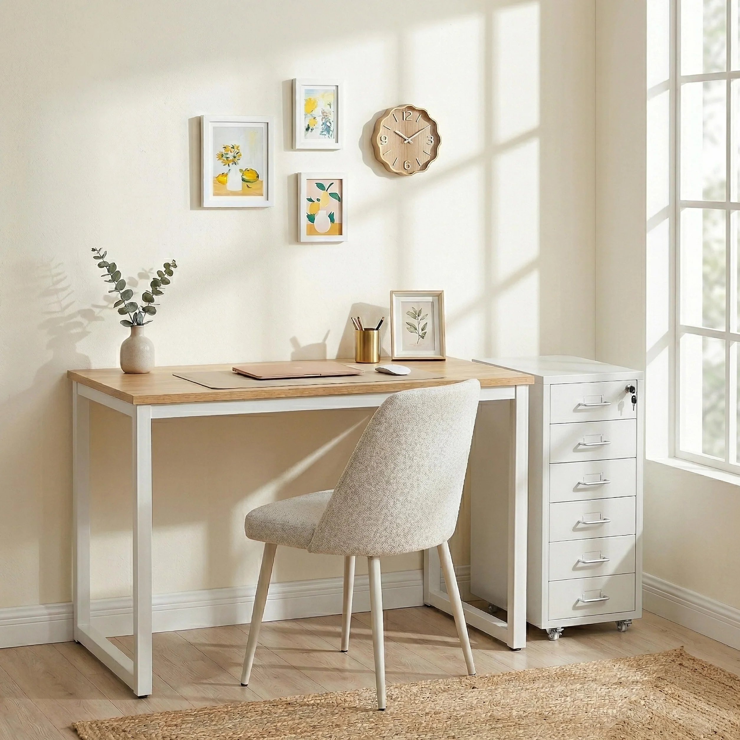 Relaxdays cassettiera in Metallo con 6 cassetti, chiudibile a Chiave, Misura 69x28x41 cm, Bianco