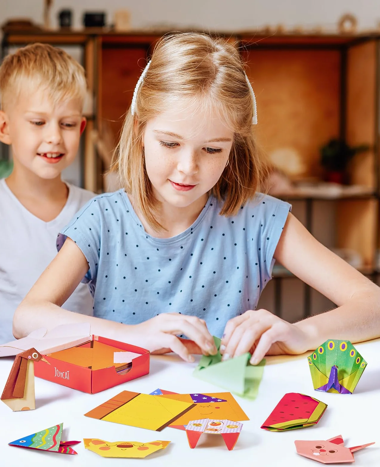 JoyCat 360 Fogli Carta Origami per Bambini 15x15 cm 160 File di Origami Vividi a Doppia Faccia, 200 Carta Pratica con Manuale di Insegnamento Colorato - Set di Cartoncini Colorati