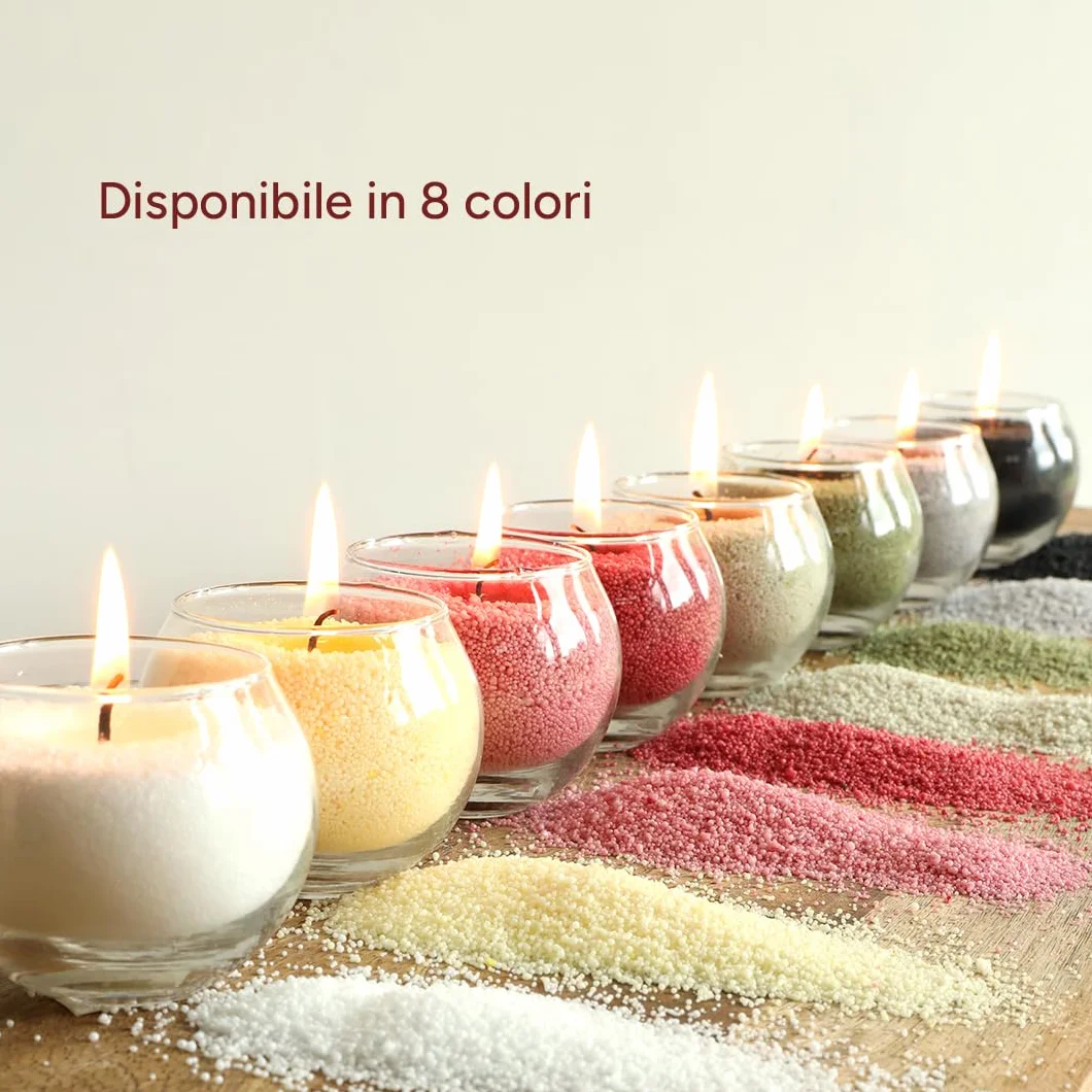 comforder Sabbia per Candele con Stoppini, Granelli di Cera, Kit Candele Fai da Te, Pearl Candle, 400 g Perle di Cera per Candele + 4 Stoppini (Verde Muschio)