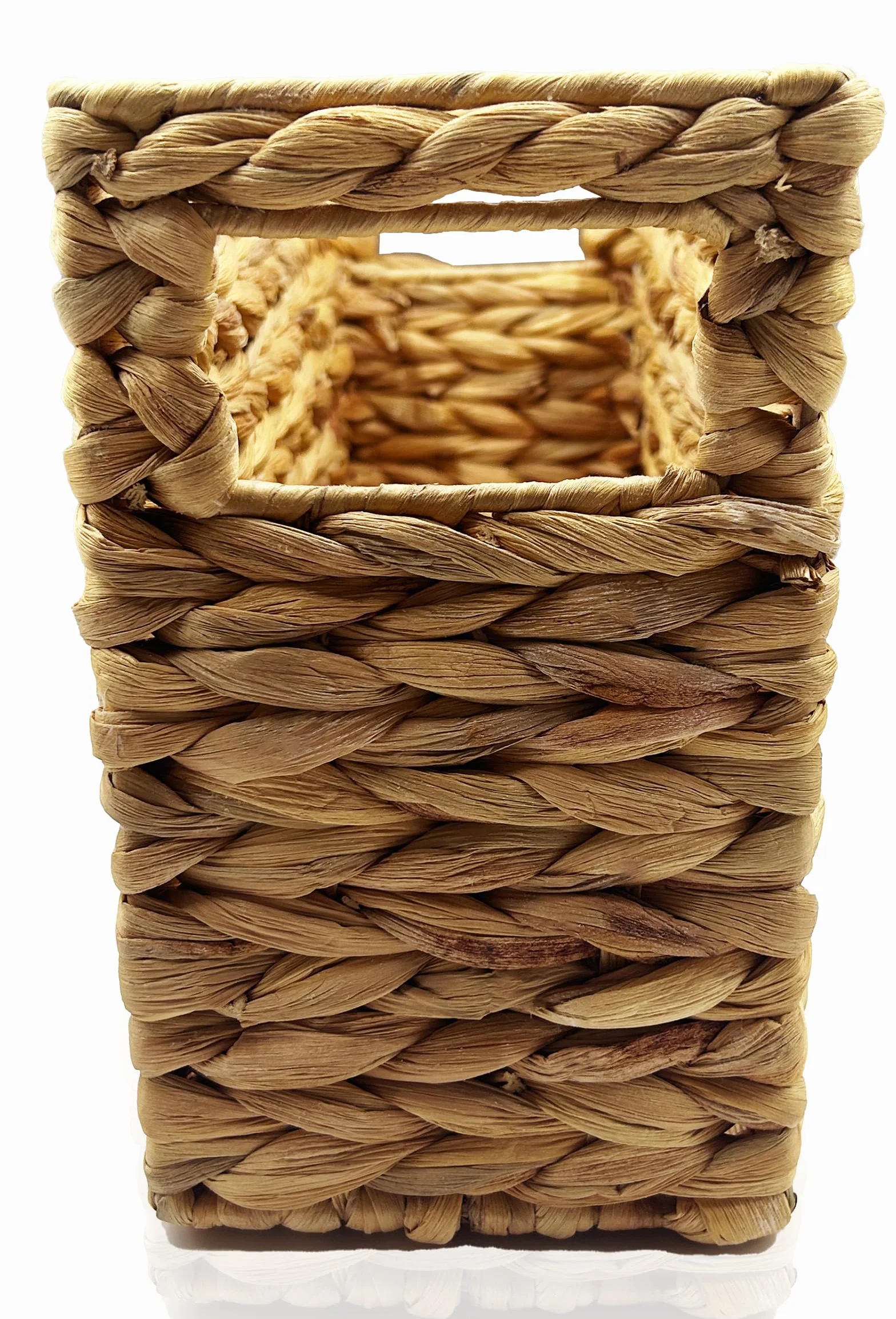 Nexboraque Portariviste intrecciato a mano, cestino in giacinto d'acqua naturale, cestino stretto 39,5 x 14,5 x 24 cm, cestino in vimini per riporre oggetti, bagno, ufficio, scrivania