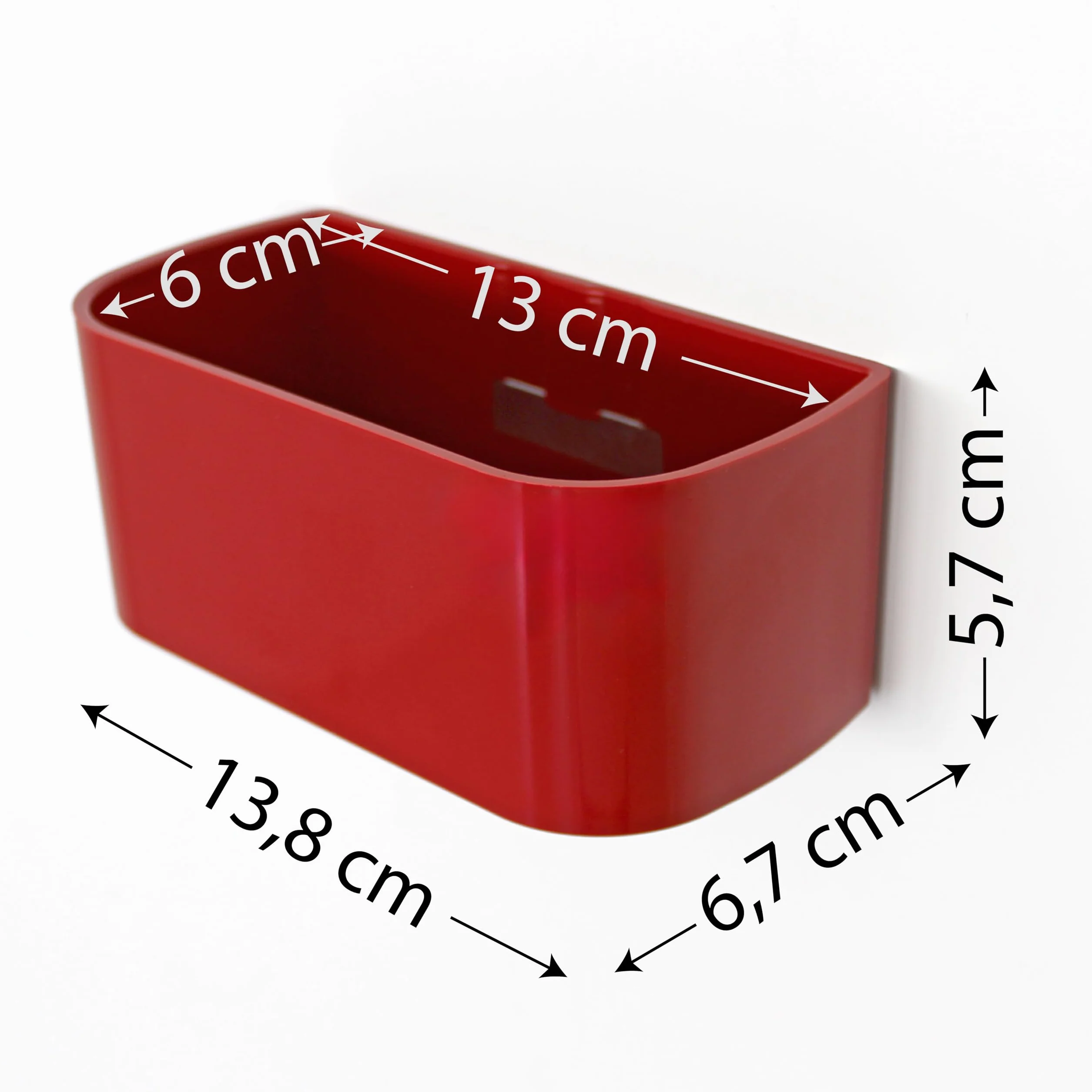 KalaMitica - Vaschetta Magnetica, Contenitore Magnetico Portaoggetti e Porta Vasi - Organizer per Penne e Pennarelli per Lavagna, Frigo, Scuola, Ufficio - 13,8 x 6,7 x 5,7 cm - Rosso
