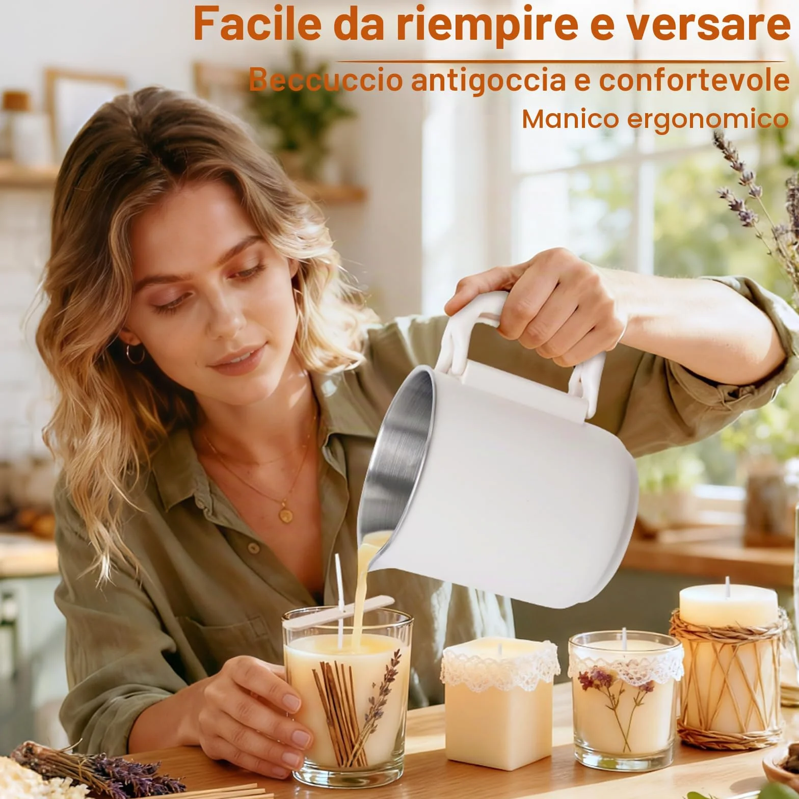 Corpower Fusciera Elettrica per la Produzione di Candele, Fusore di Cera per Realizzare Candele, 800ml con Beccuccio per Versare, Pentola Elettrica per Fondere Cera con Stoppini, per Candele Fai d