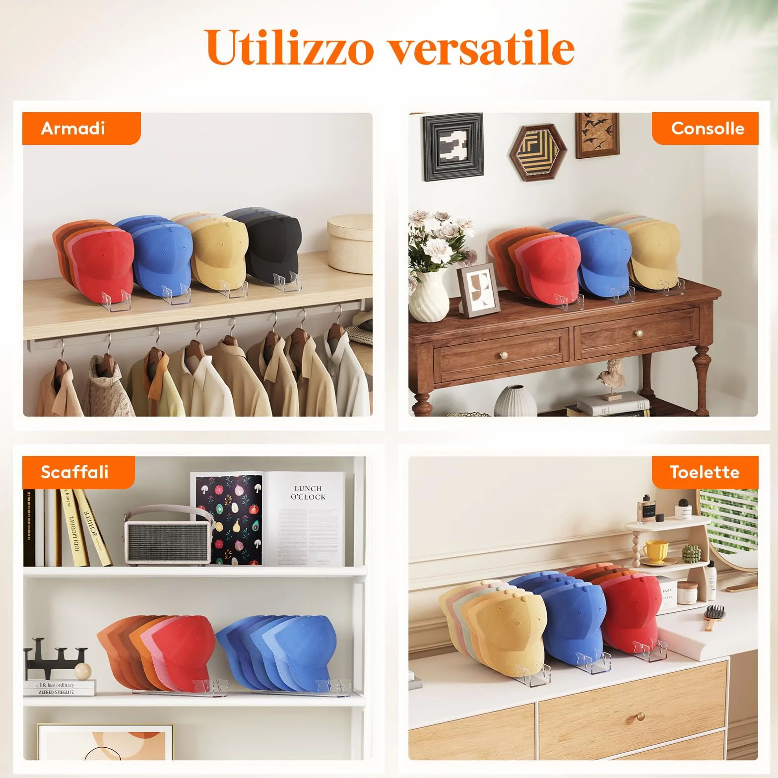 Lifewit 2 Pezzi Porta Cappellini con Visiera, Plastica Porta Cappelli per Berretto da Baseball, Trasparente