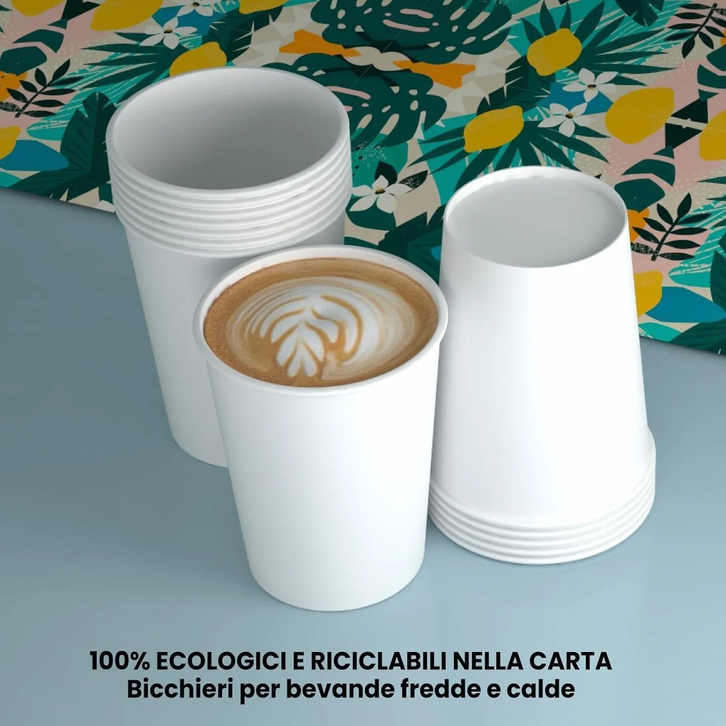 DETERMONDO Bicchieri in Carta 180 ml 500 Pezzi Compostabili Biodegradabili per Bevande Fredde e Calde